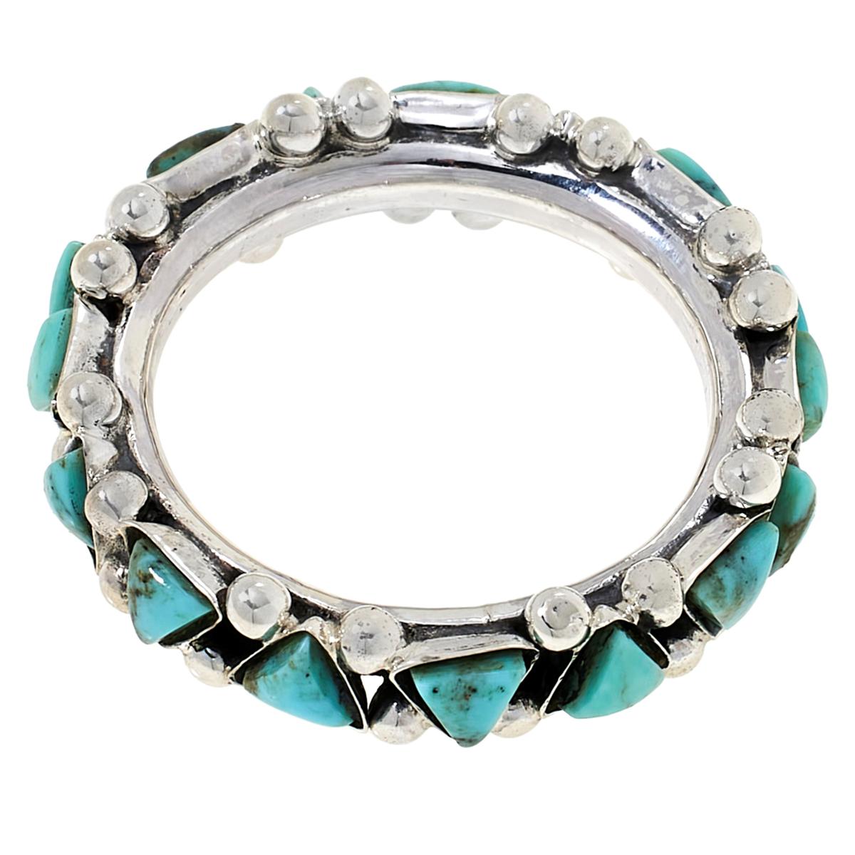 Chaco Canyon Campitos Turquoise Sterling Silver Band Ring