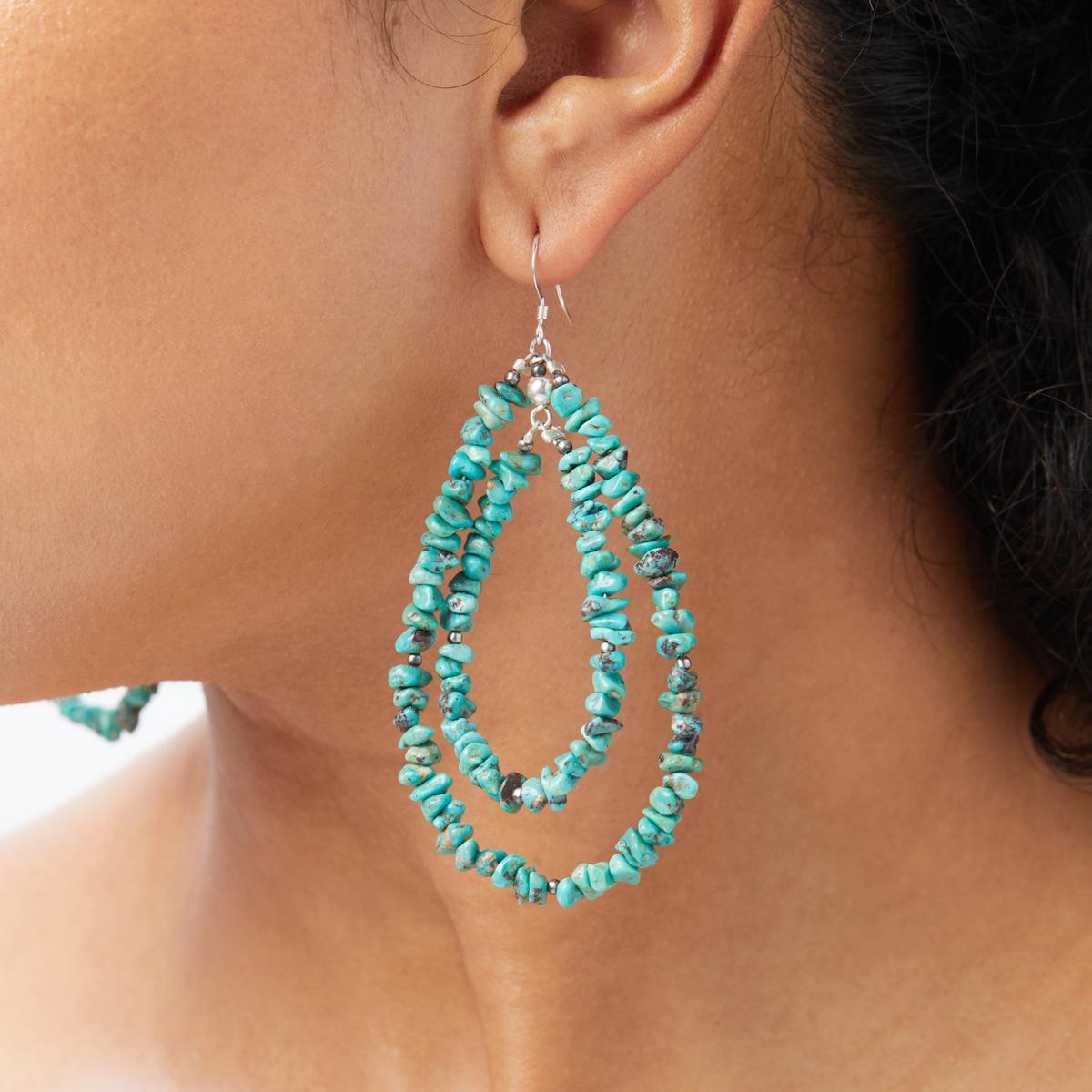 Chaco Canyon Kingman Turquoise Chip Drop Earrings 20806294 HSN