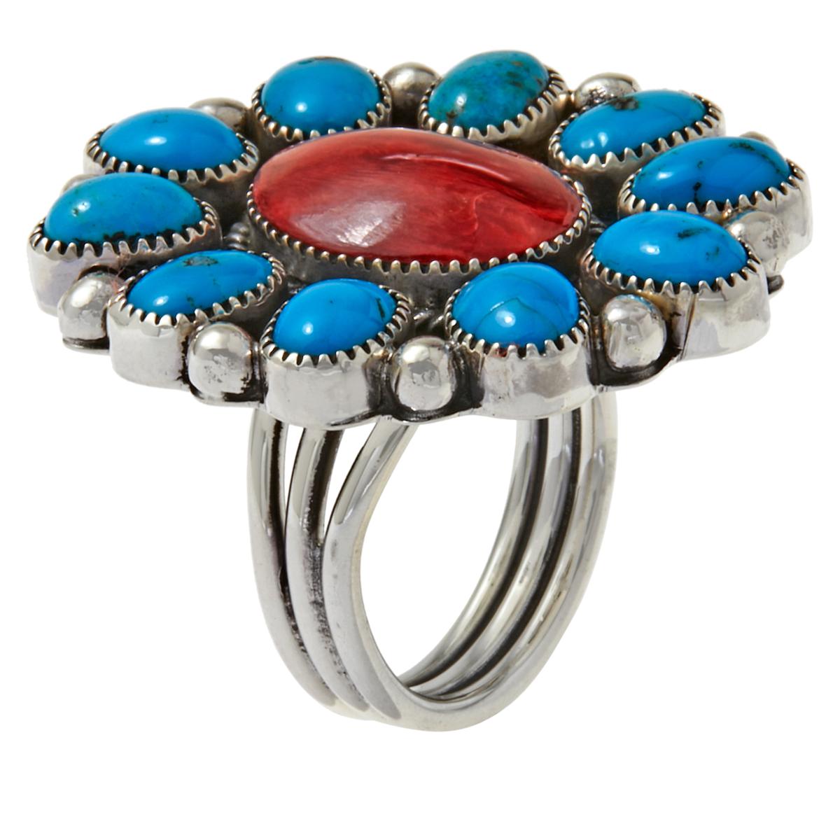 Chaco Canyon Sleeping Beauty Turquoise and Spiny Oyster Oval Ring