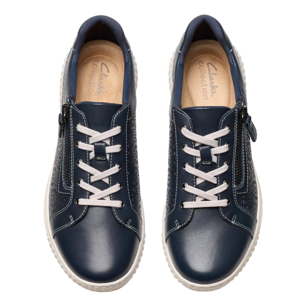 Clarks Collection Caroline Rio Laser-Cut Leather Lace-Up Sneaker | HSN