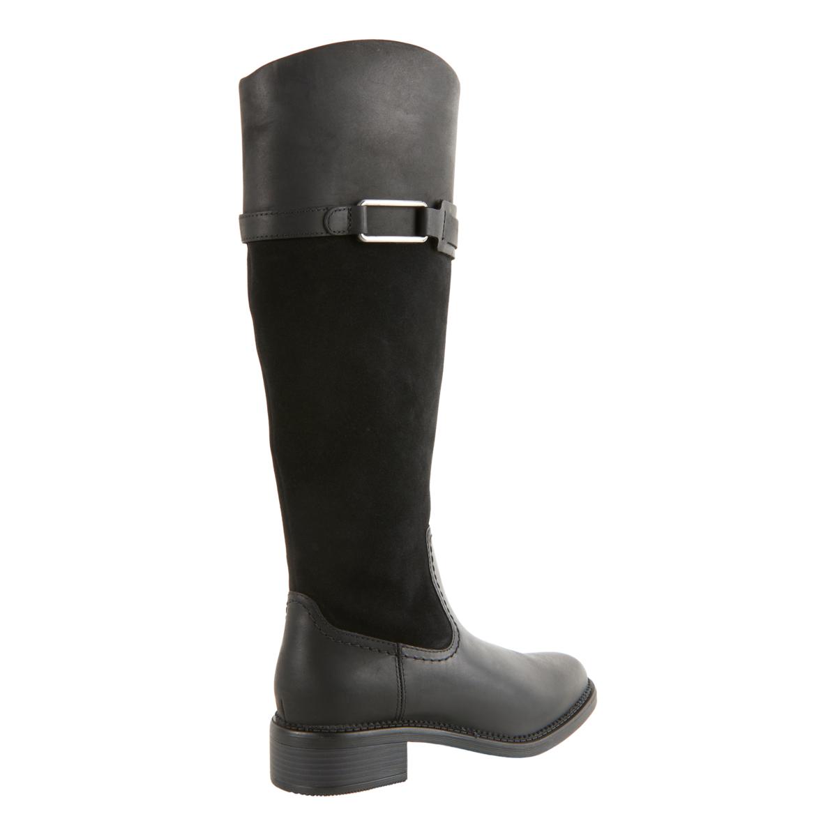 Clarks black suede knee high boots discount