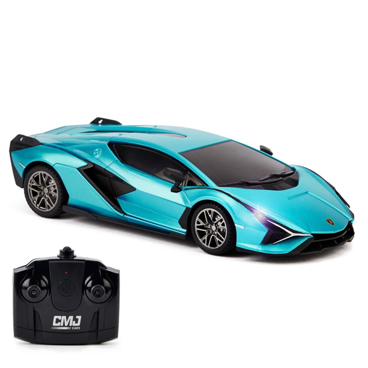 CMJ RC Cars Lot de 2 voitures télécommandées Lamborghini Sian Lambo Police RC : parfait pour les fans de Lambo Racing