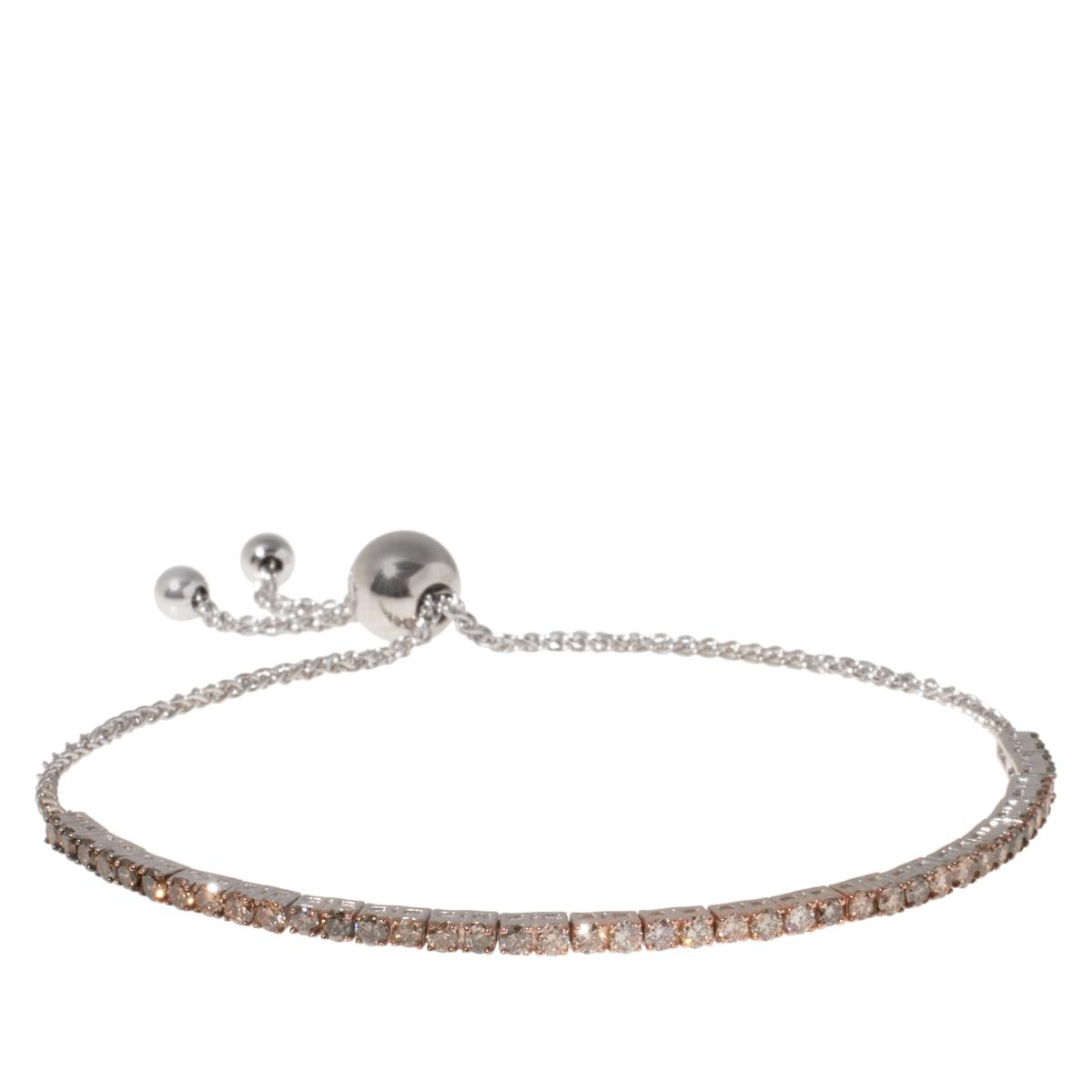 Stamped Sterling Silver Rose Gold-Toned Supple Adjustable Bracelet