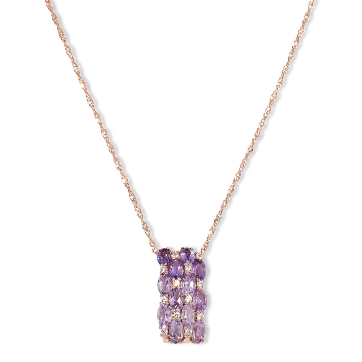 Colleen Lopez Colored Gemstone & White Zircon Pendant with Chain ...