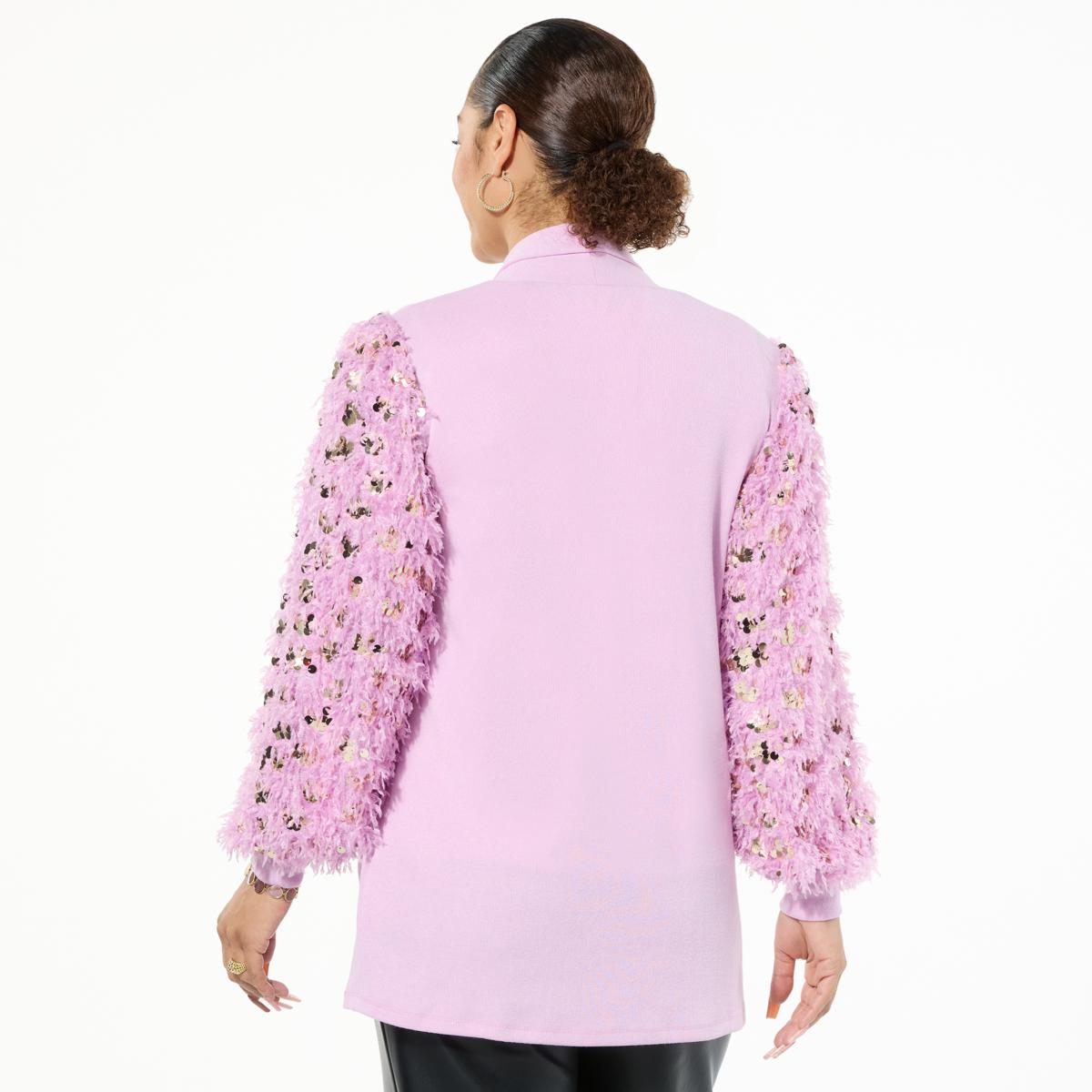 Colleen Lopez Feathered Balloon Sleeve Cardigan - 23344349 | HSN