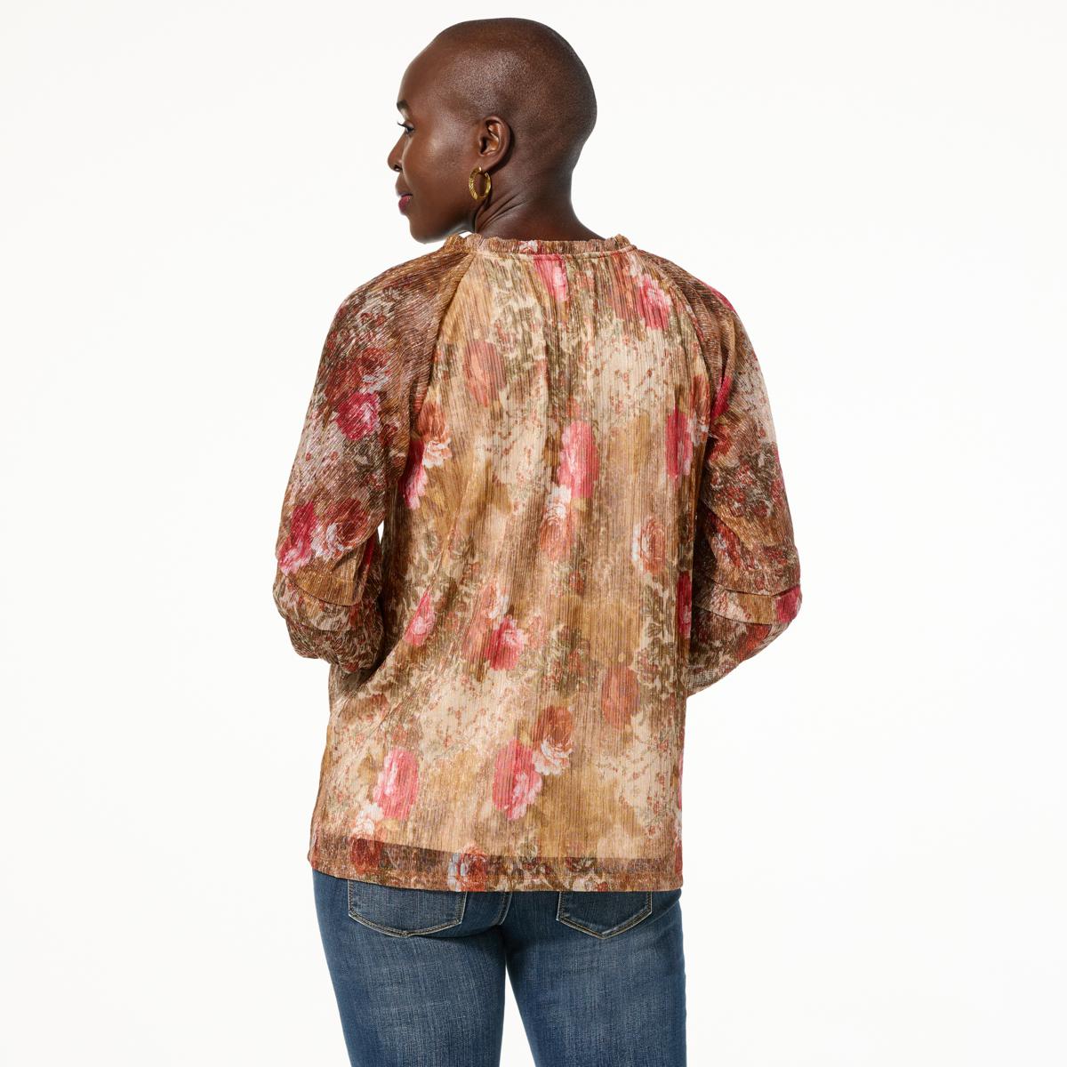Colleen Lopez Long Sleeve Woven Shimmer Blouse | HSN