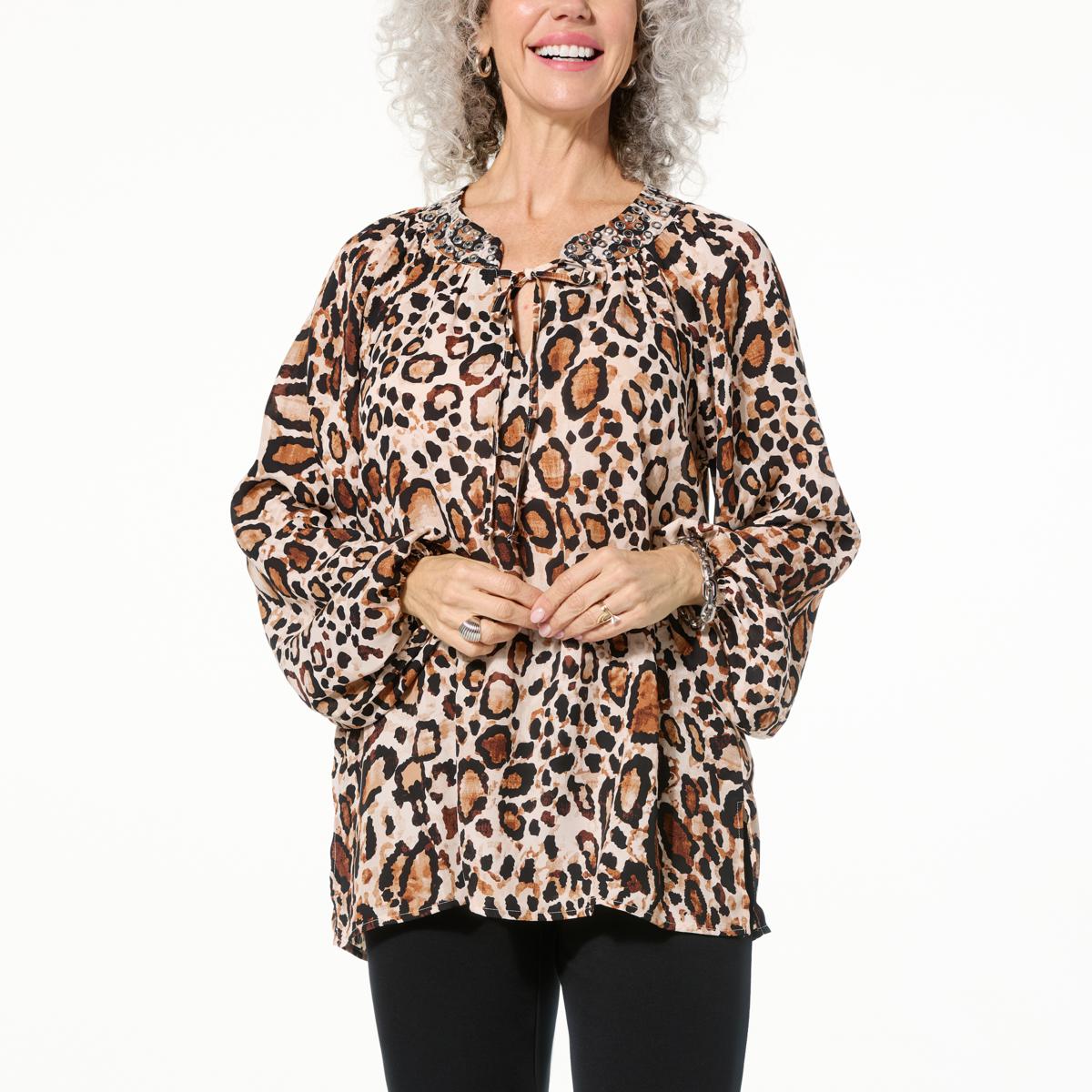 Colleen Lopez Printed Blouse with Novelty Neckband - 22952570 | HSN