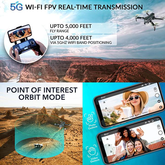 Contixo F35 RC GPS Drone Bundle 4K UHD Camera Self Stabilizing