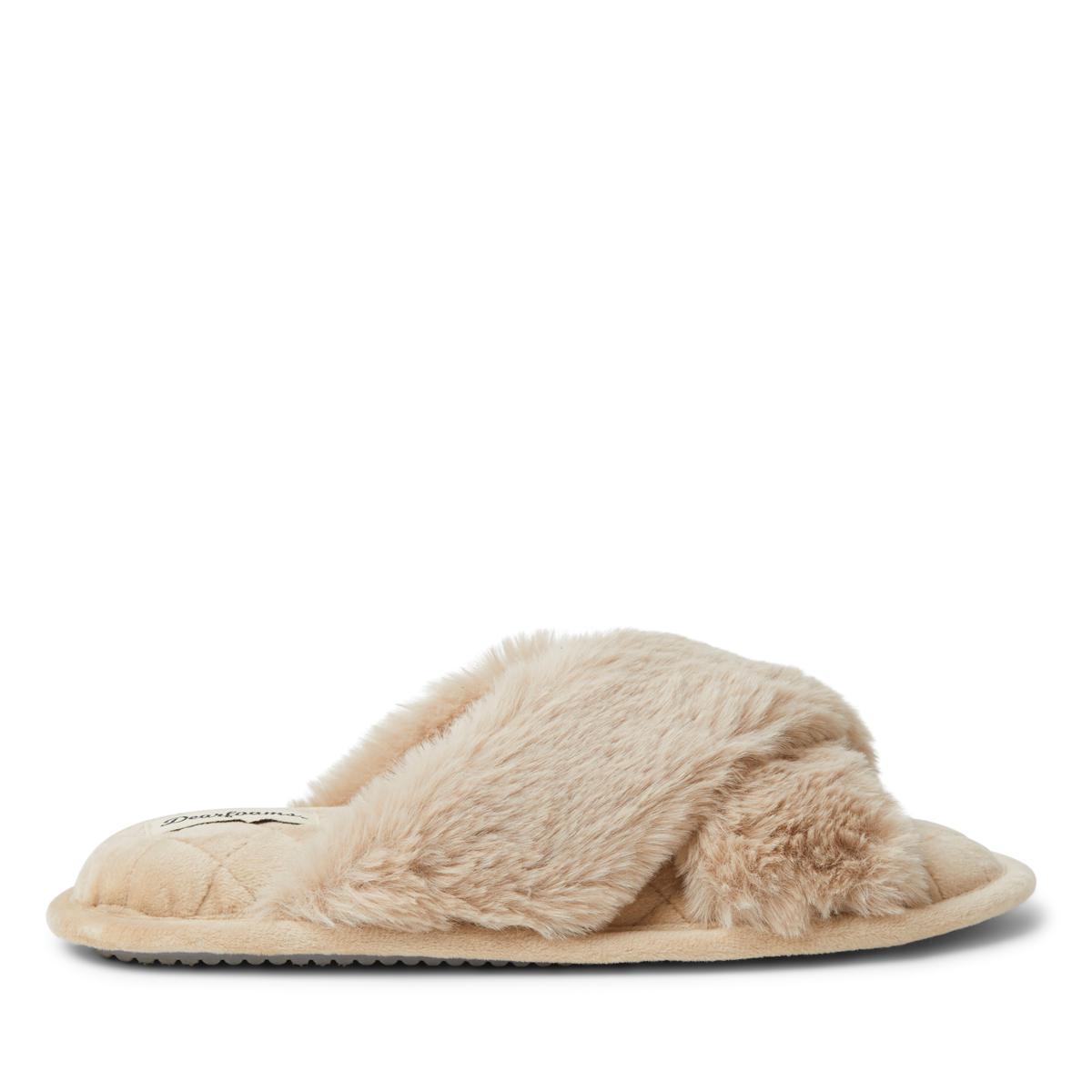 Dearfoams Women s Jessica Furry Crossband Slide 9814551 HSN