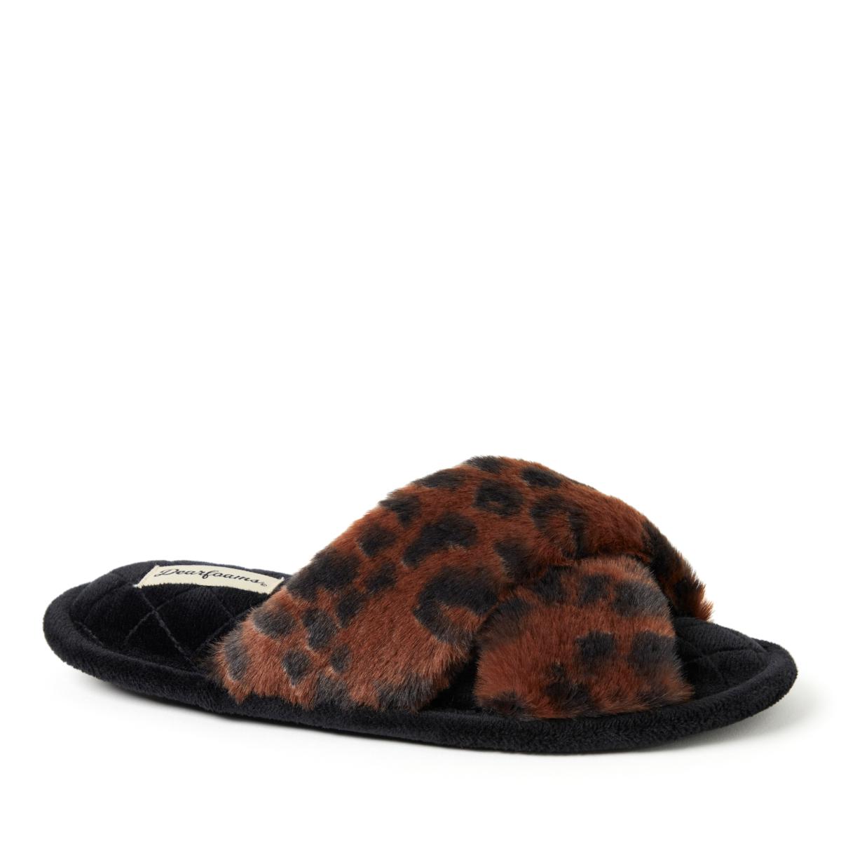 Dearfoams Women s Jessica Furry Crossband Slide 9814551 HSN