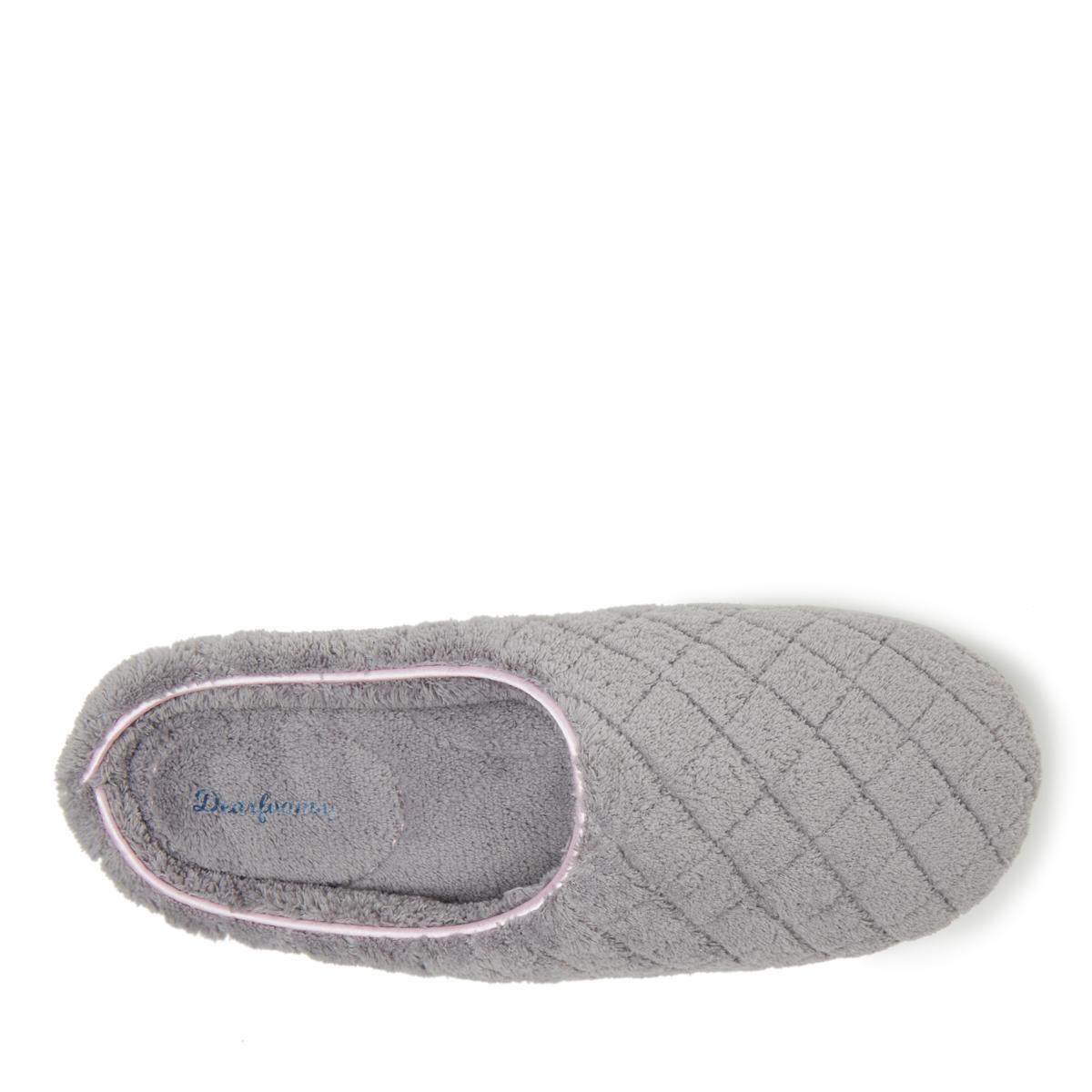 dearfoams women's leslie quilted microfiber terry clog slipper