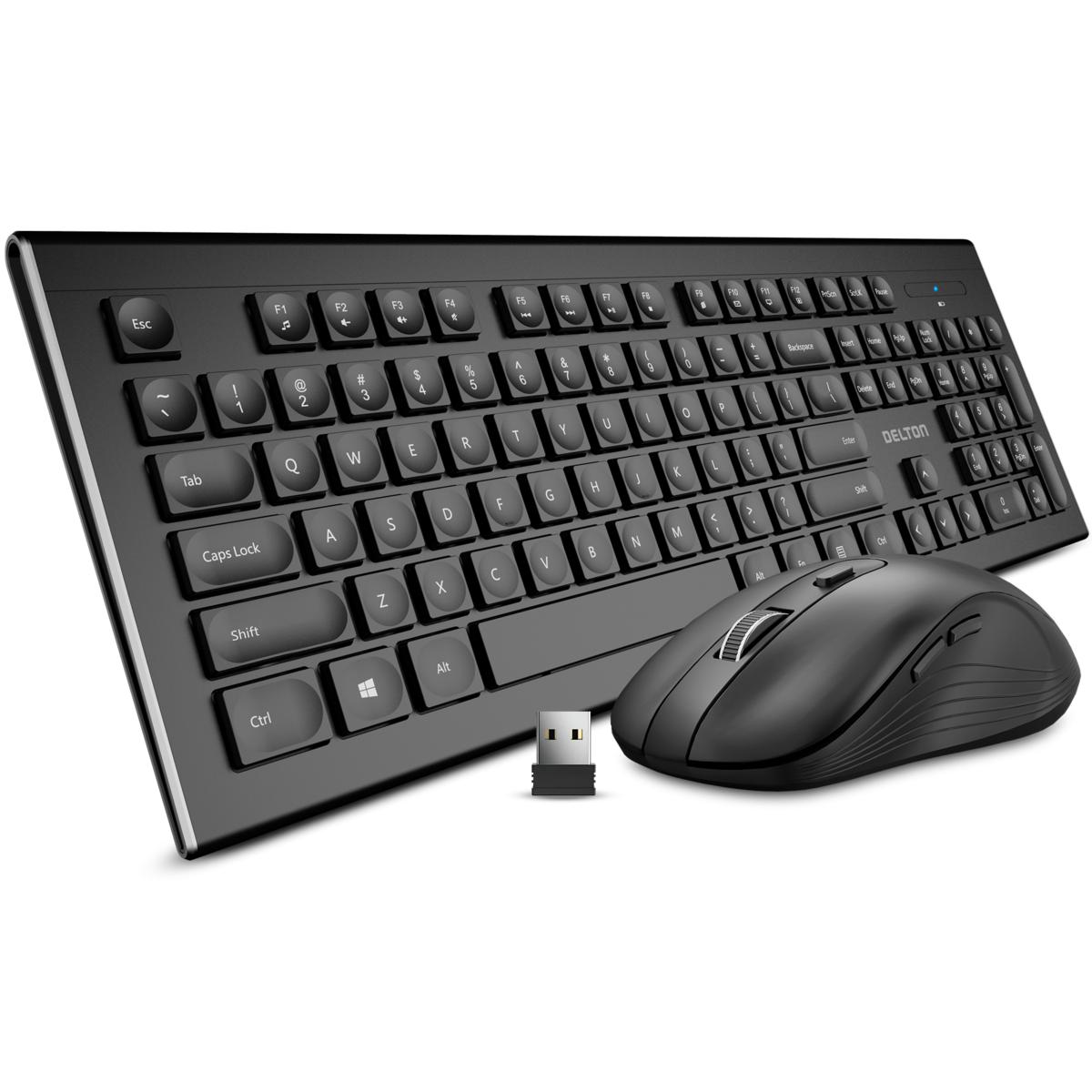 Delton Wireless Keyboard and Mouse 2.4Ghz Auto Pair USB Dongle - 23320094 |  HSN