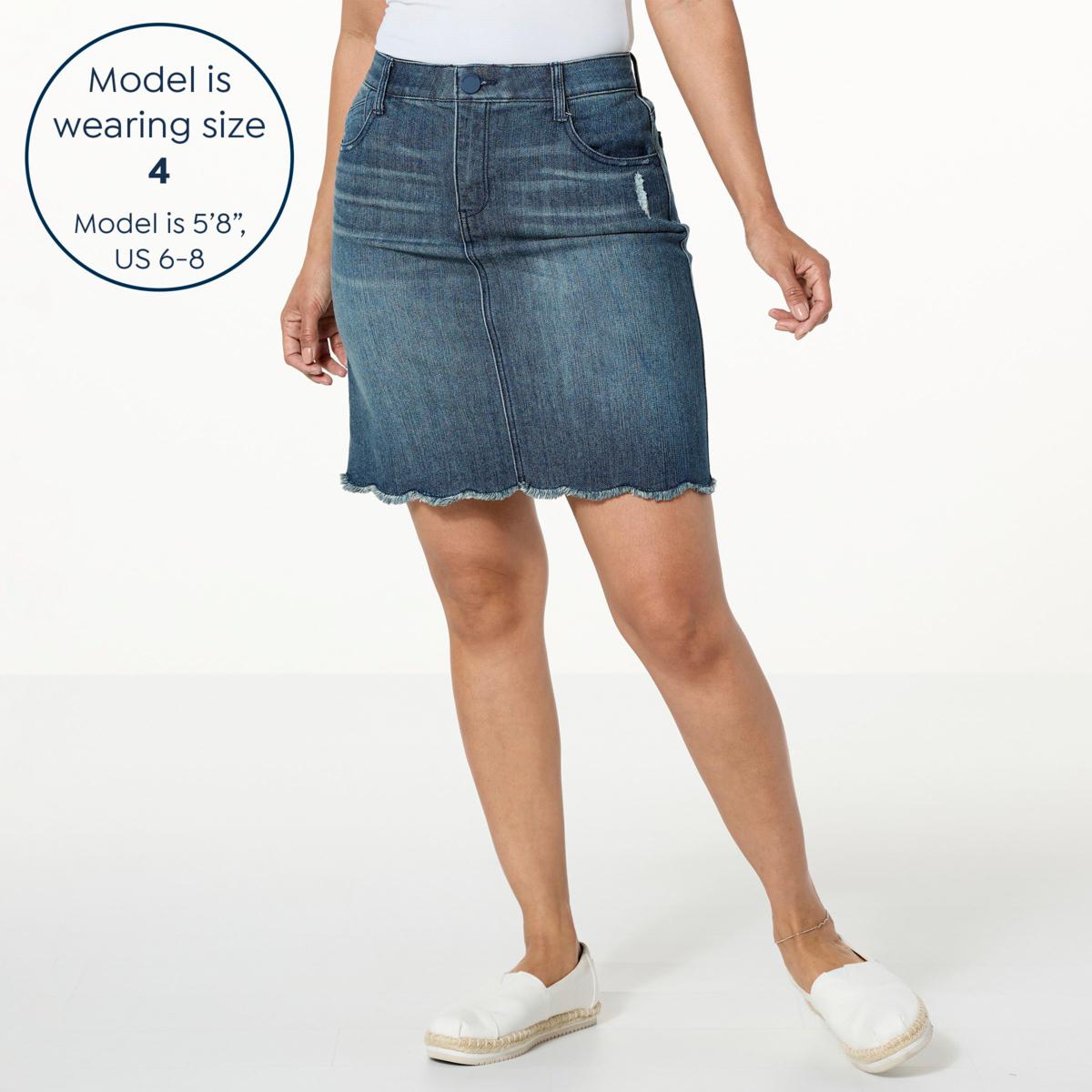 Denim skirt above knee hotsell