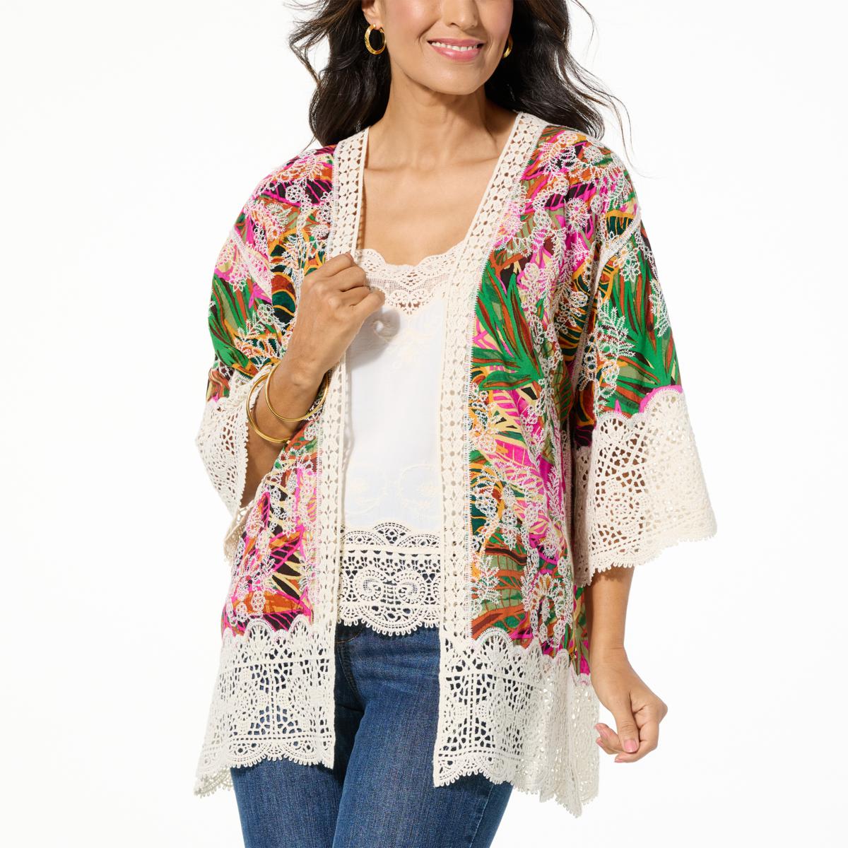 Democracy Embroidered Crochet-Trim Topper - 22447757 | HSN