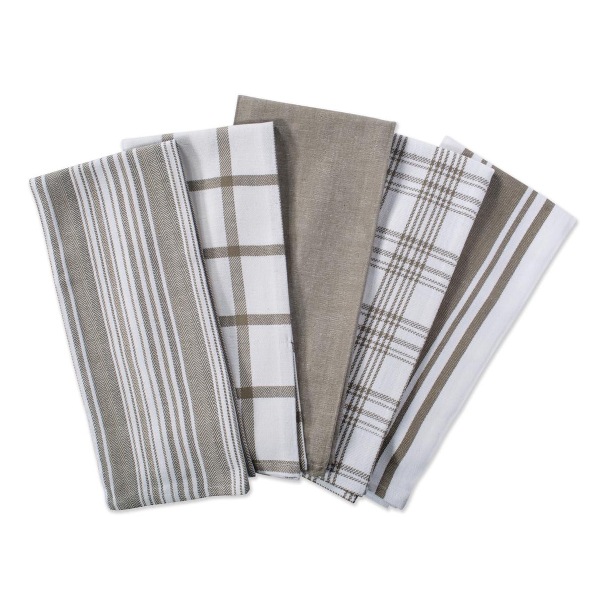 Design Imports Assorted Woven Kitchen Towel 5pack 9605511 HSN