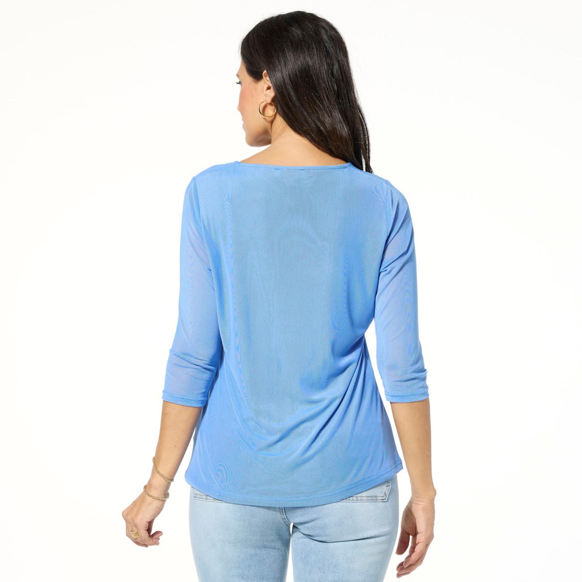 DG2 by Diane Gilman 2-pack Print/Solid Mesh Top - 23386344 | HSN