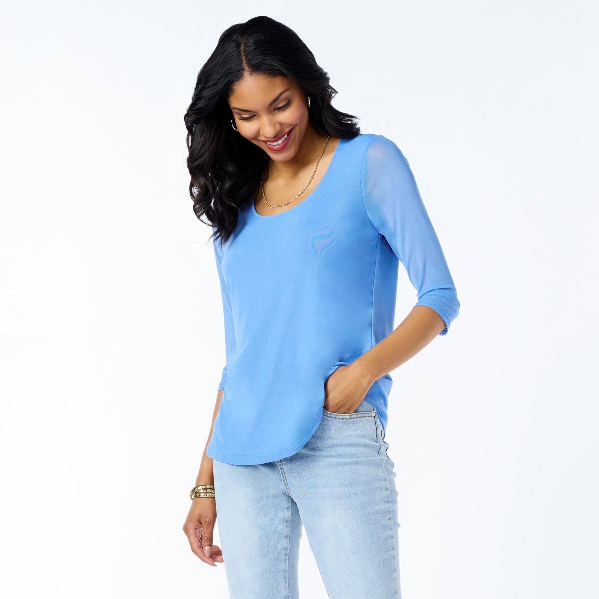 トップス mats134 DG2 by Diane Gilman 2-pack Print/Solid Mesh Top - 23386344 | HSN