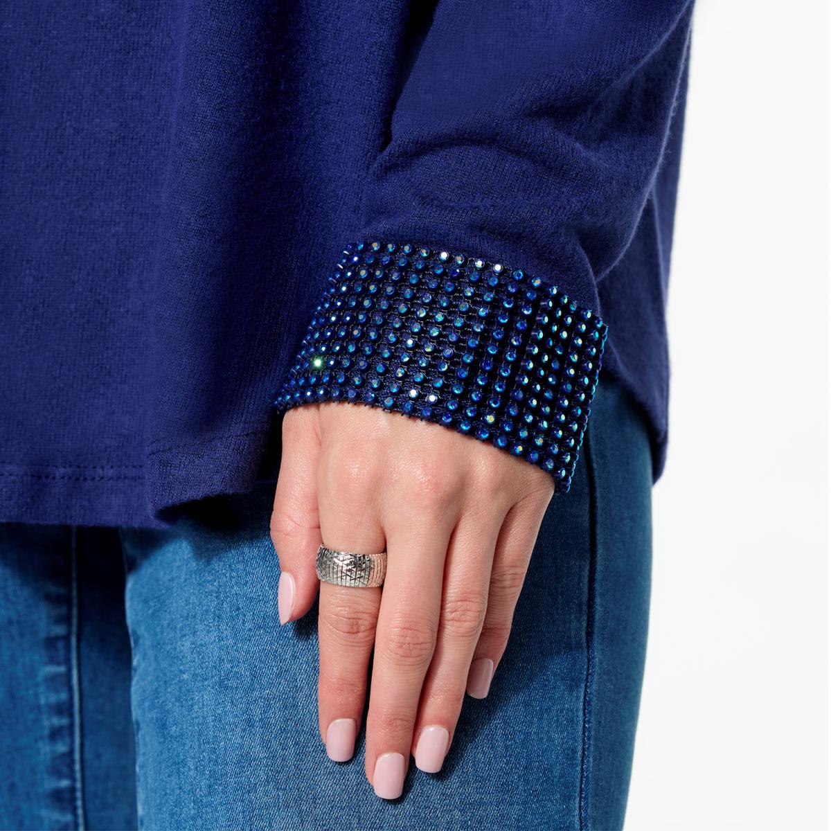 DG2 by Diane Gilman Brushed Knit Rhinestone Embellished Top DG2 by Diane Gilman Brushed Knit Rhinestone Embellished Top