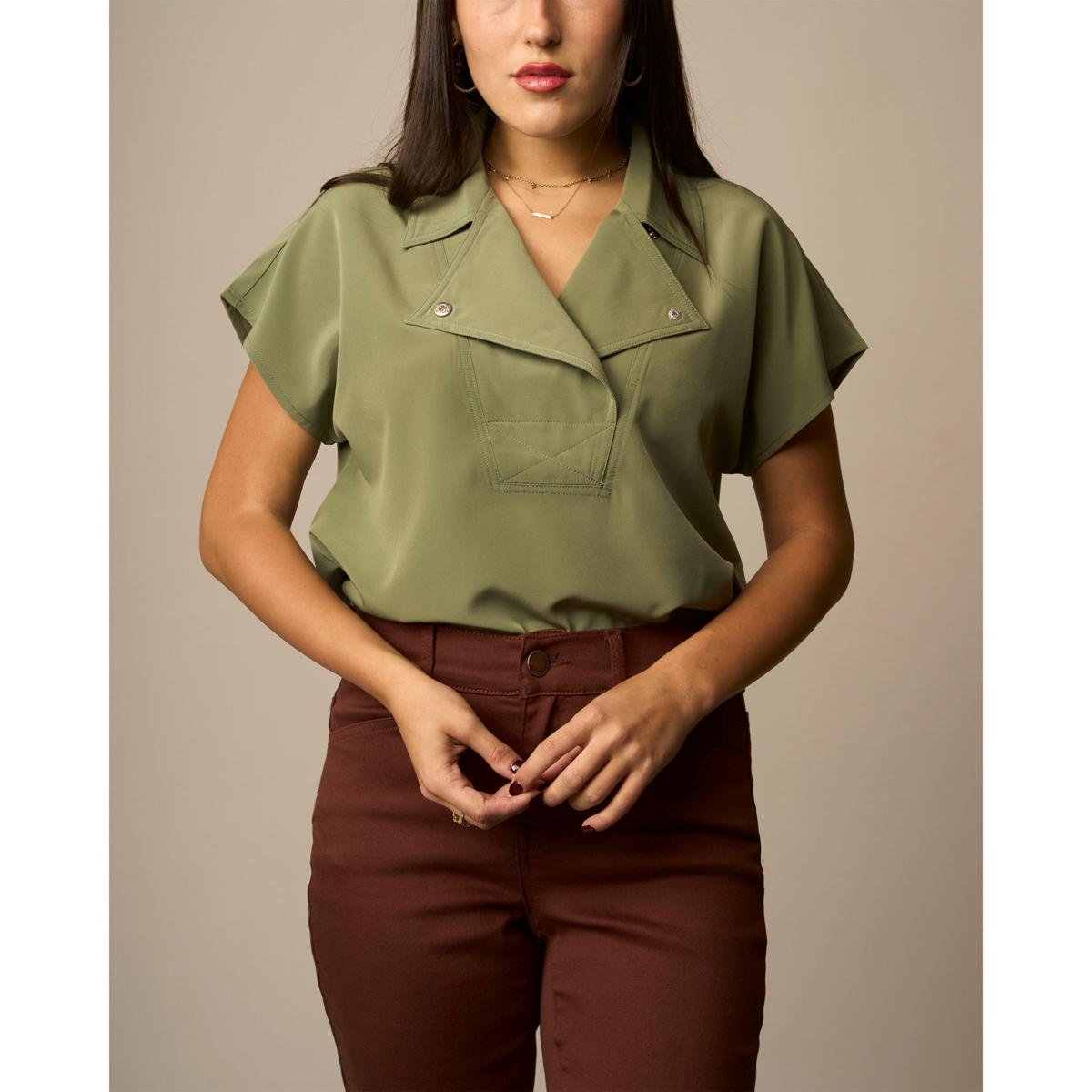 DG2 by Diane Gilman Dolman-Sleeve Collared Top - 23025431 | HSN