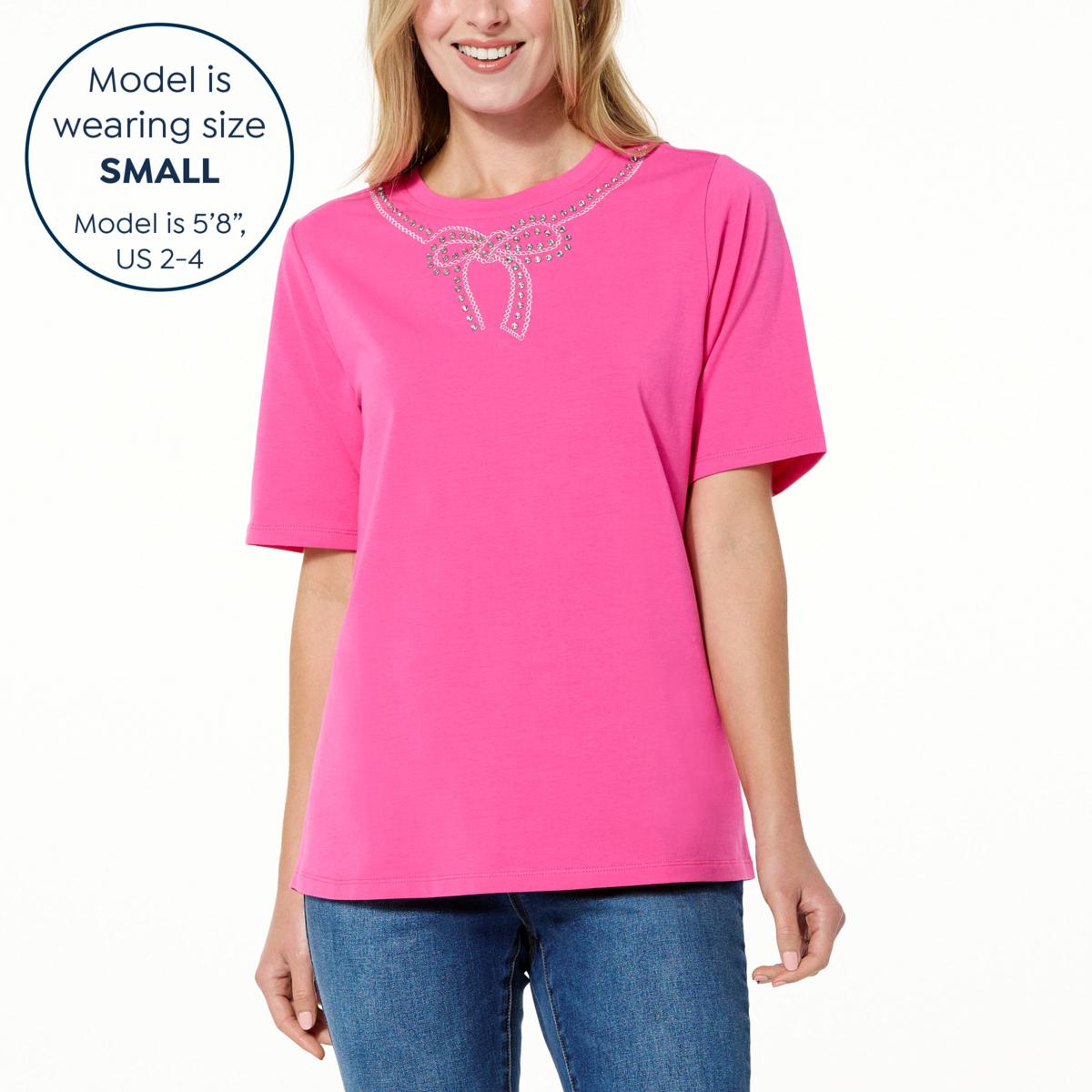 DG2 by Diane Gilman Embellished Short-Sleeve Tee - 21482611