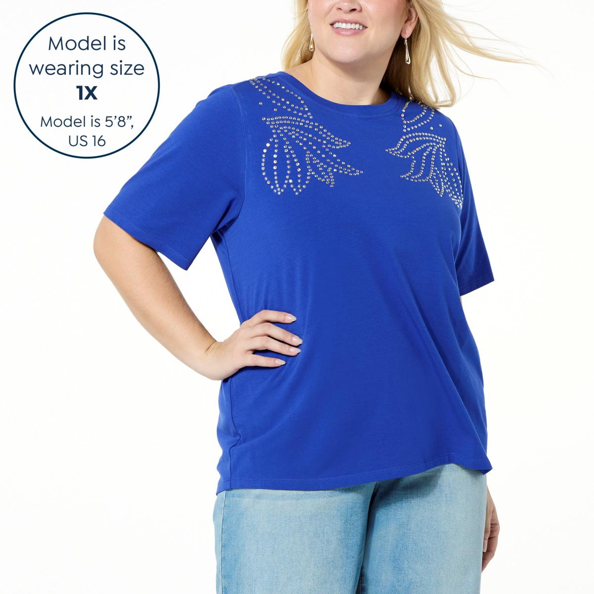 DG2 by Diane Gilman Embellished Short-Sleeve Tee - 21482611