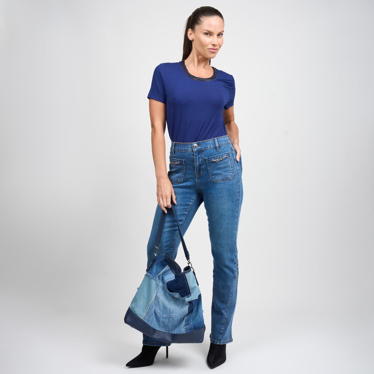 DG2 by Diane Gilman Embellished U-Neck Short-Sleeve Tee - 23583963