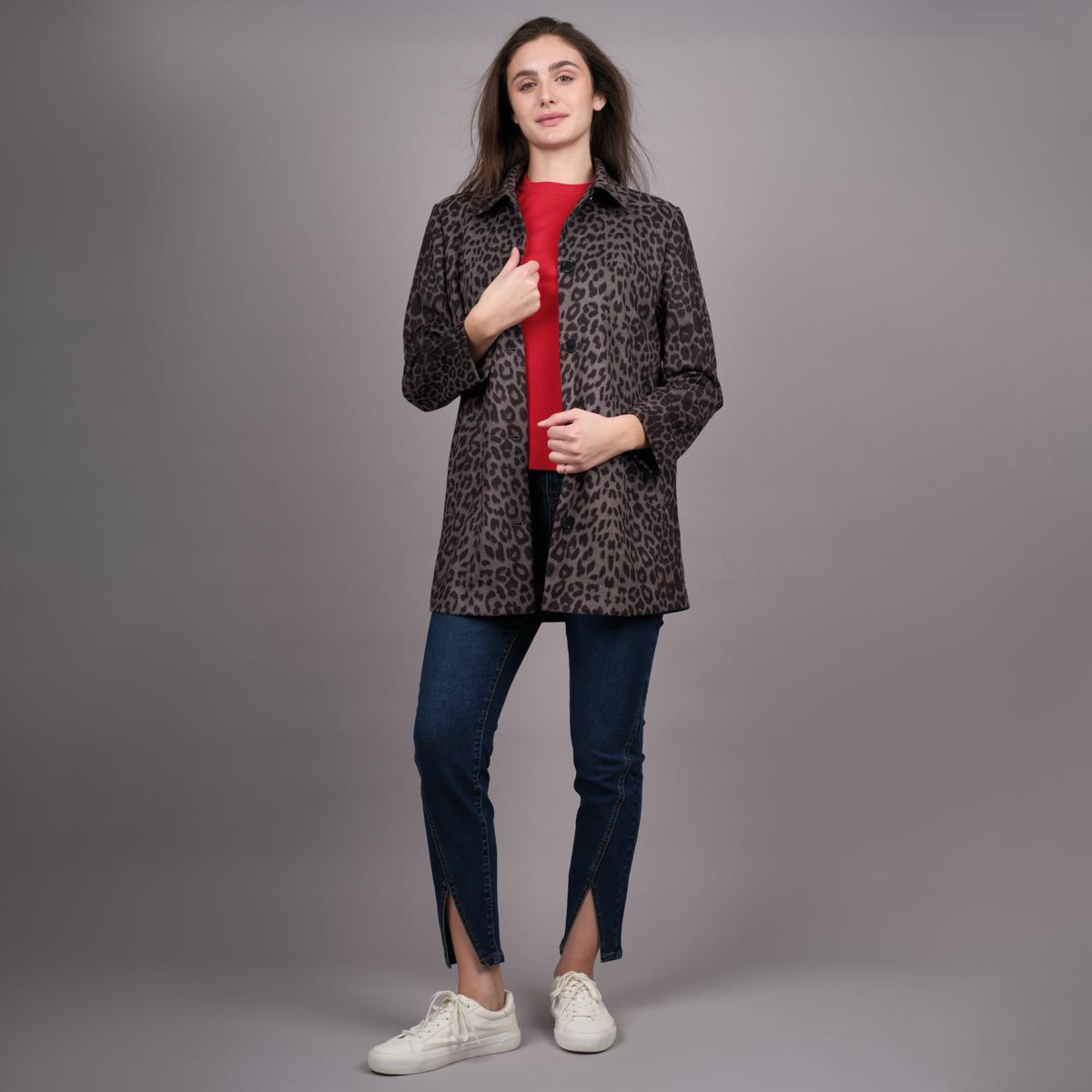 DG2 by Diane Gilman Leopard Print Faux Suede Car Coat | HSN