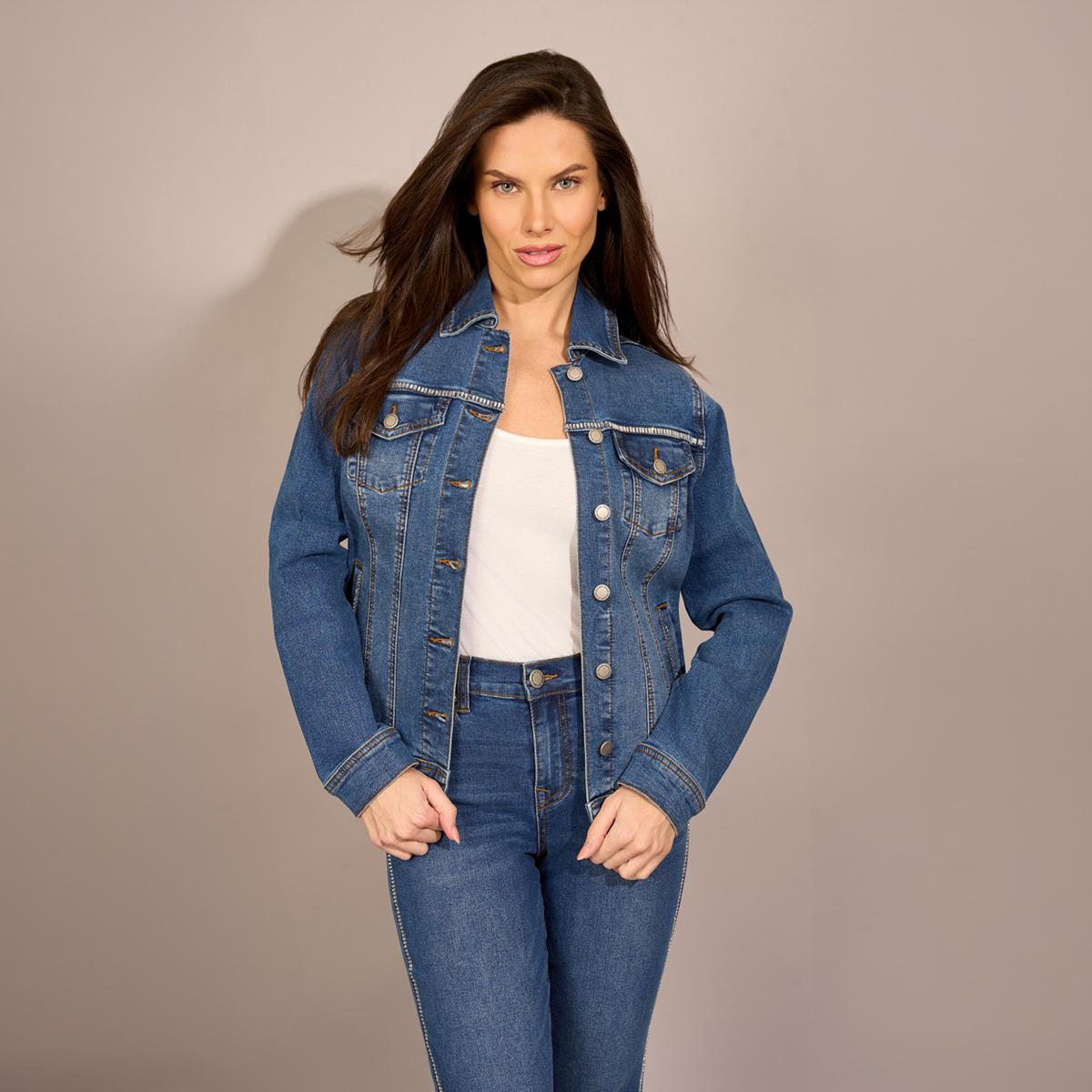 DG2 by Diane Gilman New Classic Stretch Crystal Trimmed Denim