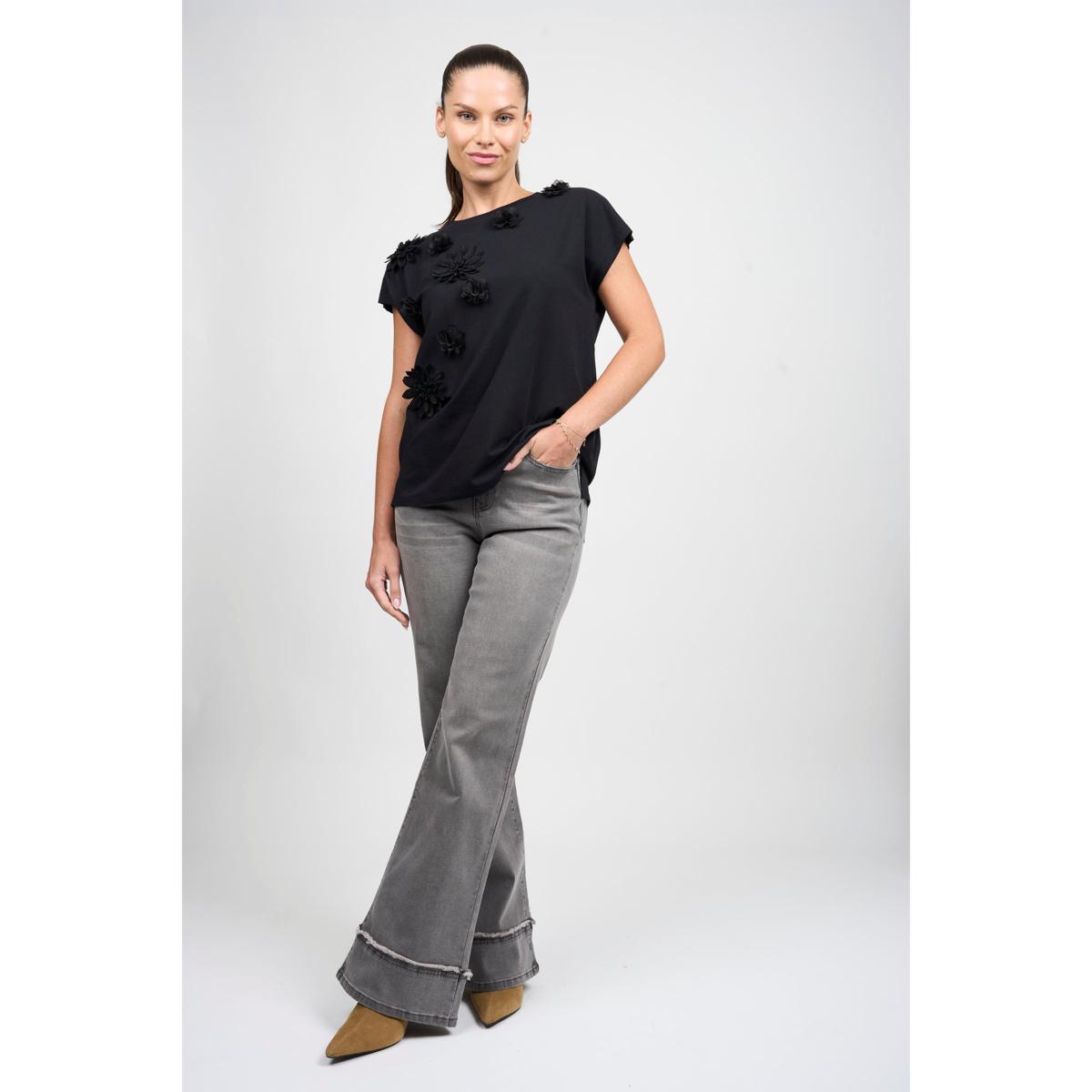 DG2 by Diane Gilman New Classic Stretch Denim Frayed Wide-Leg Jean