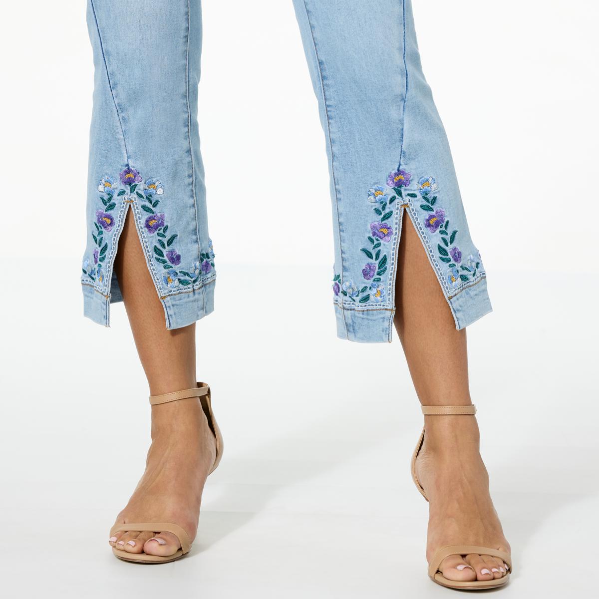 DG2 by Diane Gilman New Classic Stretch Embroidered Crop Bootcut