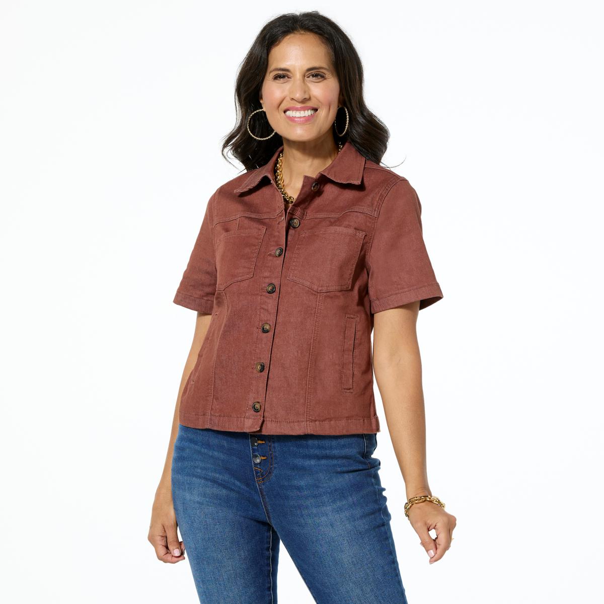 Black Short Sleeve Jean Jacket Lazutom Women's Casual Short Sleeve