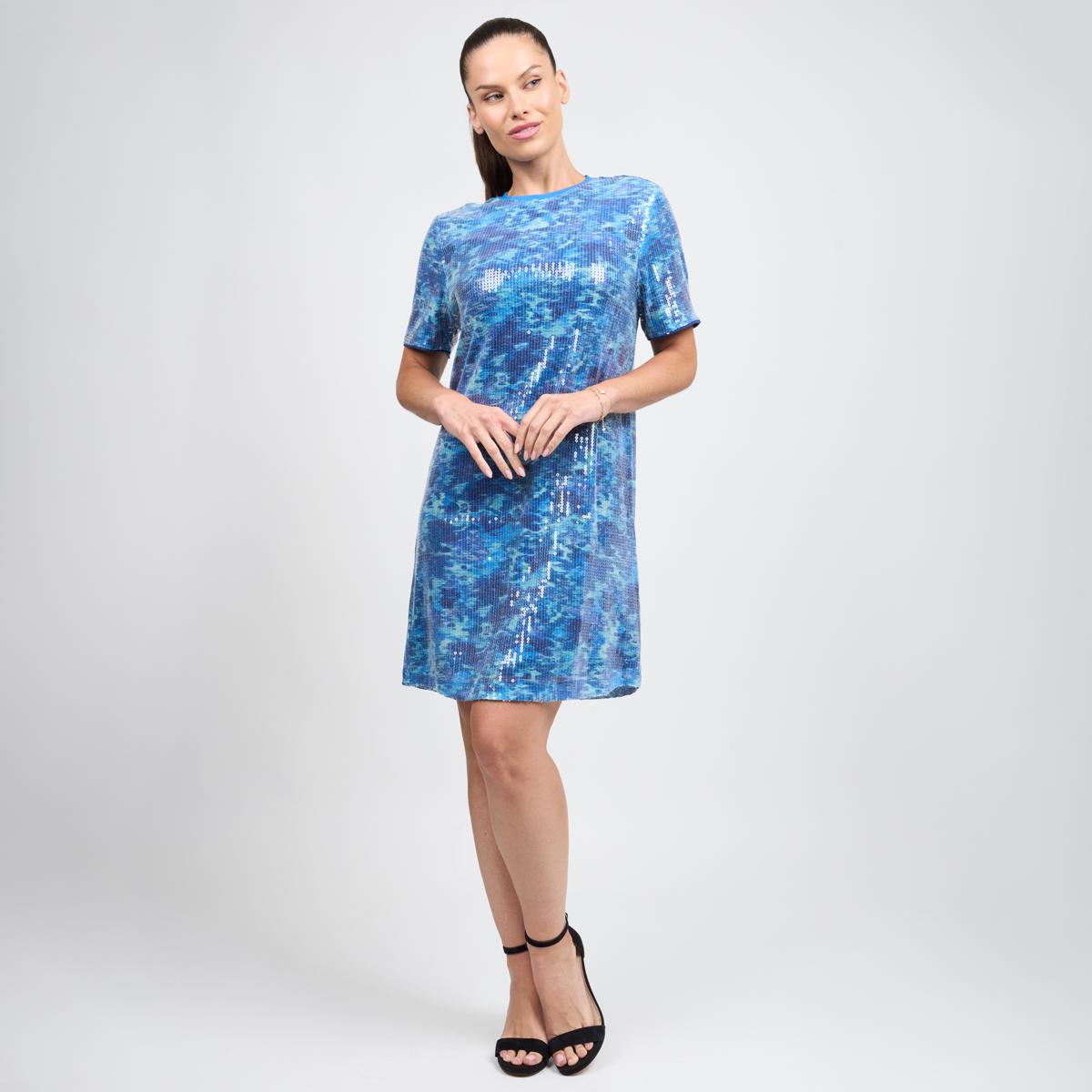 blue show choir dresses Shimmer Hour Glitter Knit Bodycon Mini Dress main image 0