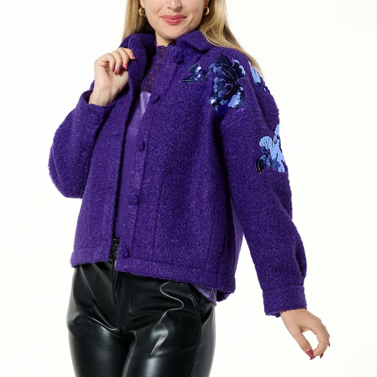 DG2 by Diane Gilman Signature Embellished Bouclé Jacket - 21480574