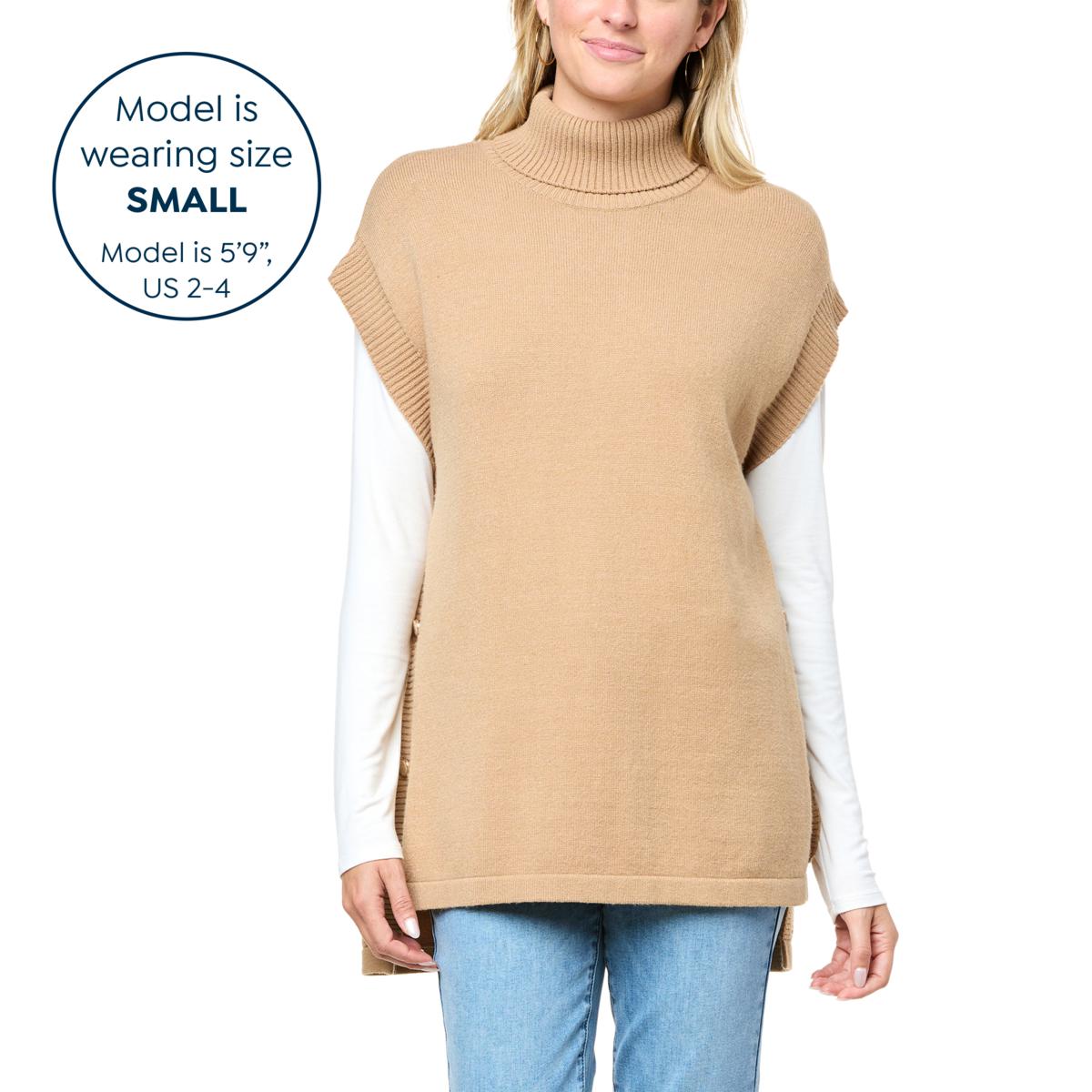 Trendsi Turtleneck Dolman Sleeve Poncho | Flyclothing LLC Tan / L