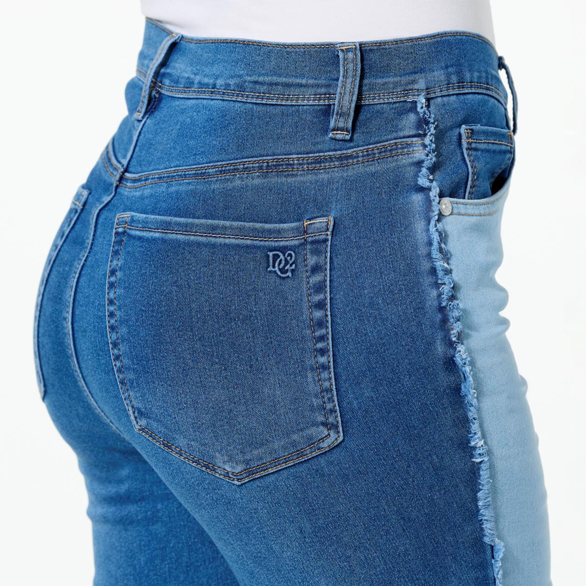 DG2 by Diane Gilman Virtual Stretch Denim 2-Tone Skinny Fray