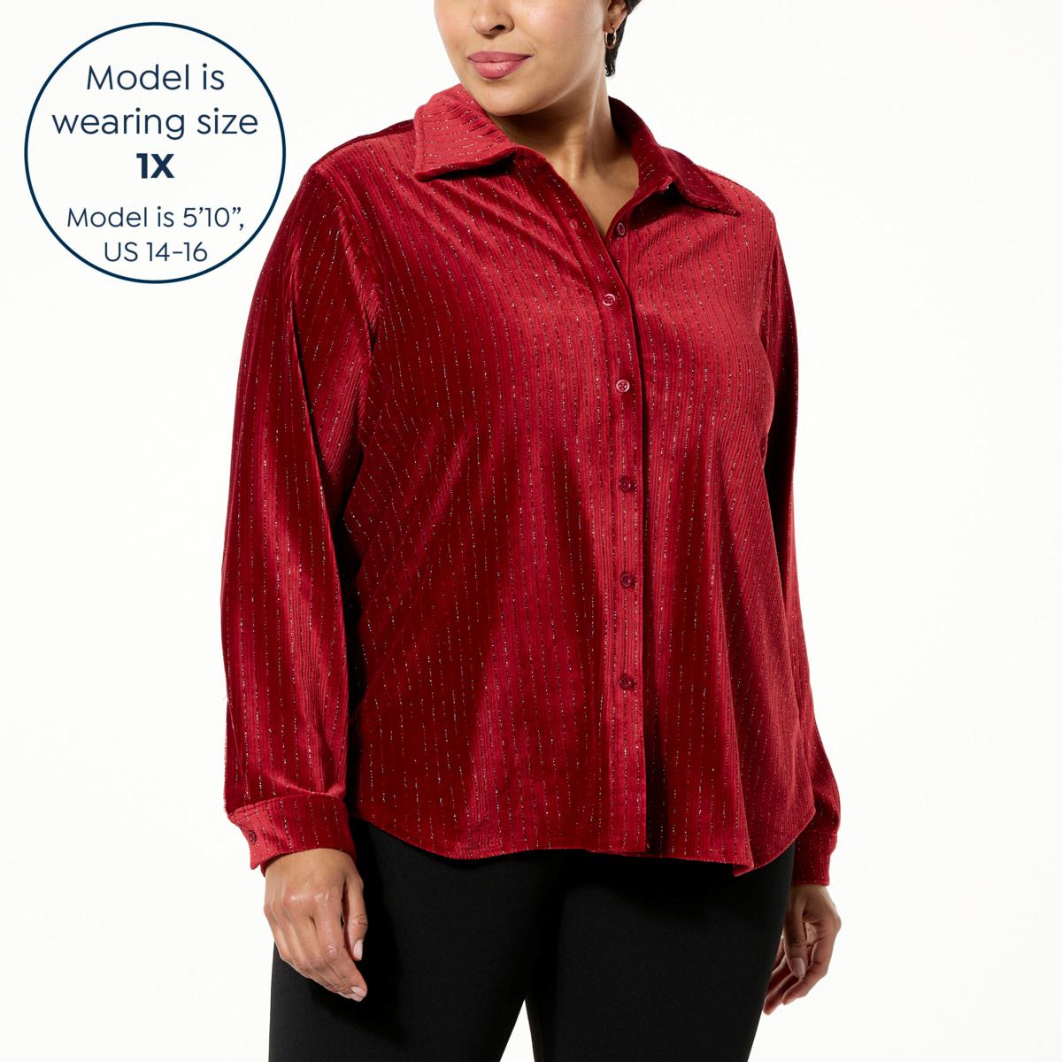 DG2 Metallic Stripe Velvet Button Down Shirt
