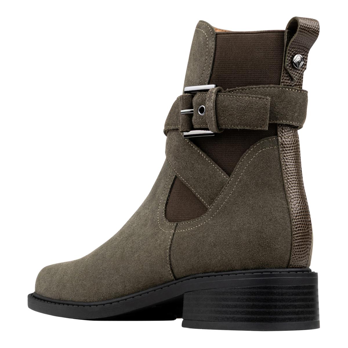 Donald Pliner Suede Leather Ankle‎ Boots Brown Harness Buckle Moto Biker Style 8 Donald Pliner Mathilda Suede Moto Bootie | HSN main image 3