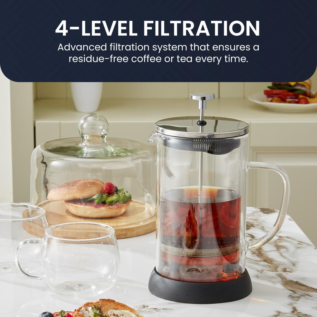 Elite Cuisine 4-Cup French Press Glass Coffee Maker
