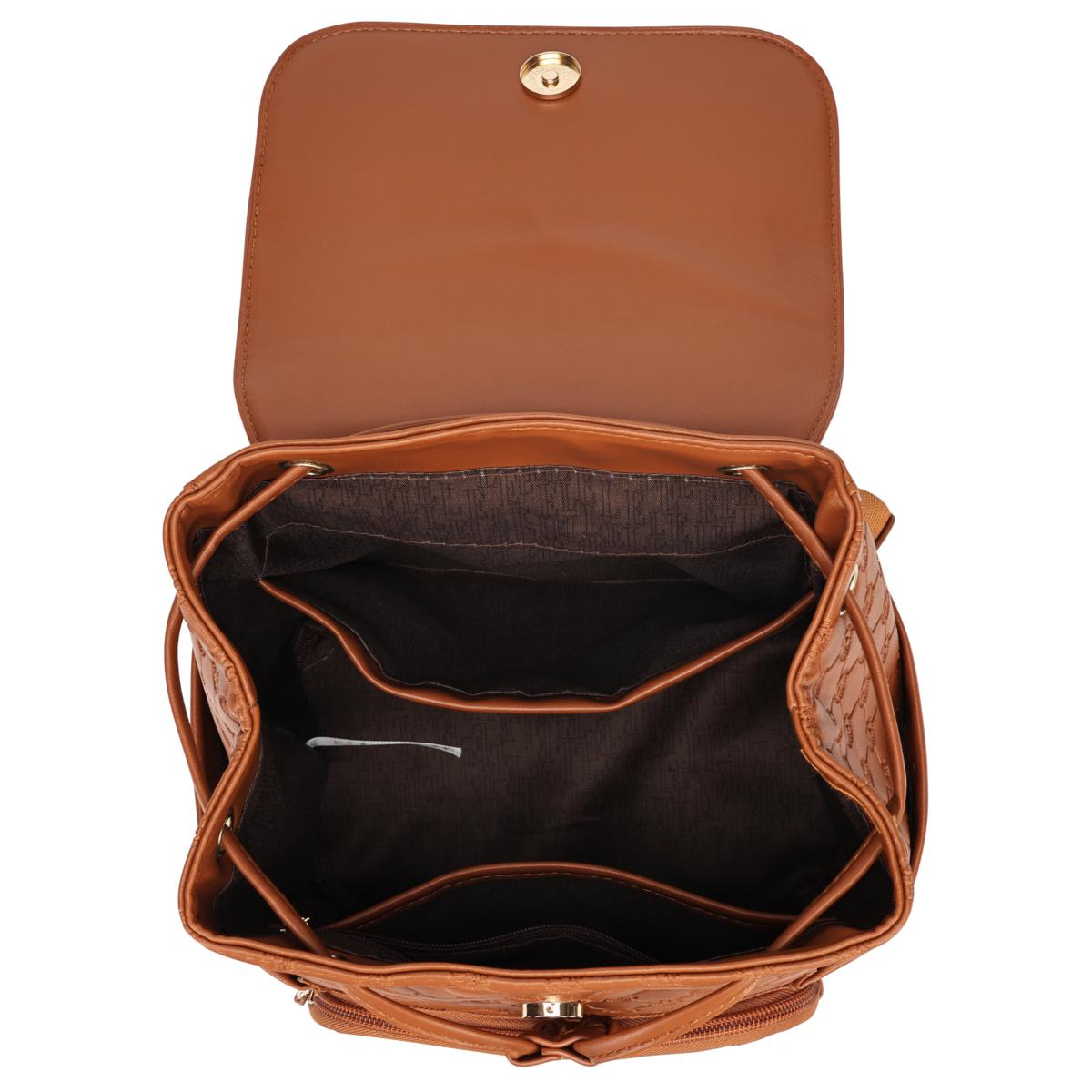 ELLE Compass 10L Vegan Leather Monogram Mini Backpack ELLE Compass 10L Vegan Leather Monogram Mini Backpack