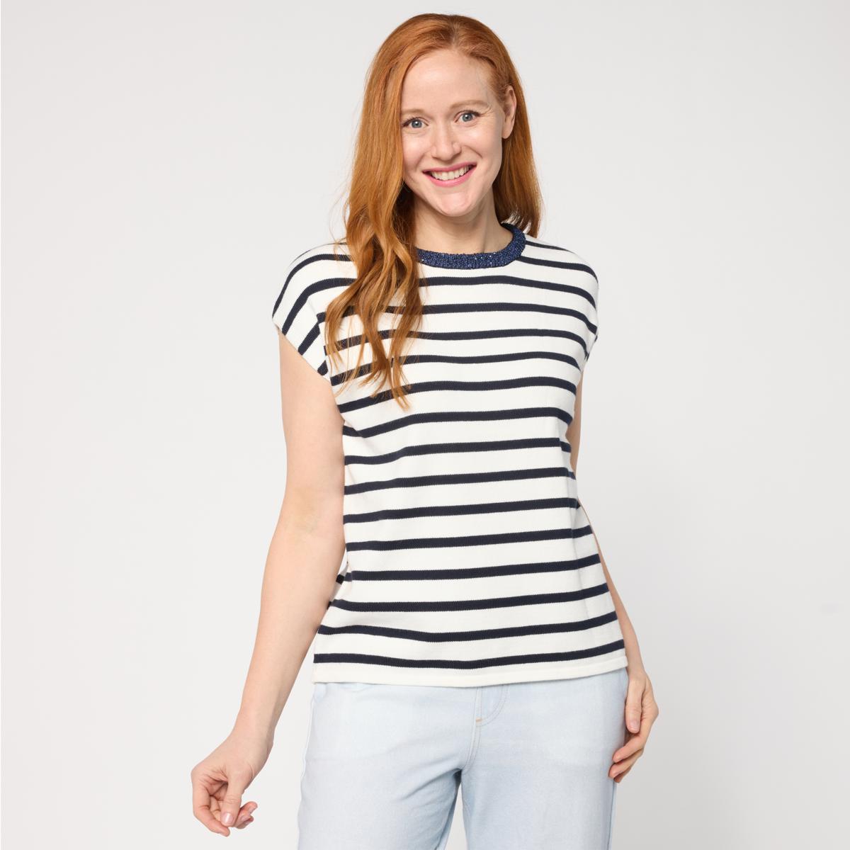 Elle Get the Look Striped Knit Top with Embellishment | HSN