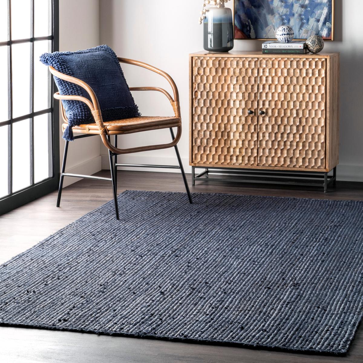 Navy and Natural Jute Rug