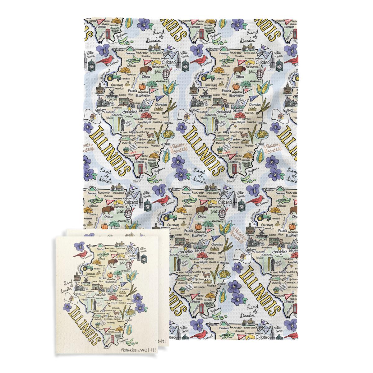 Oregon Map Tea Towel