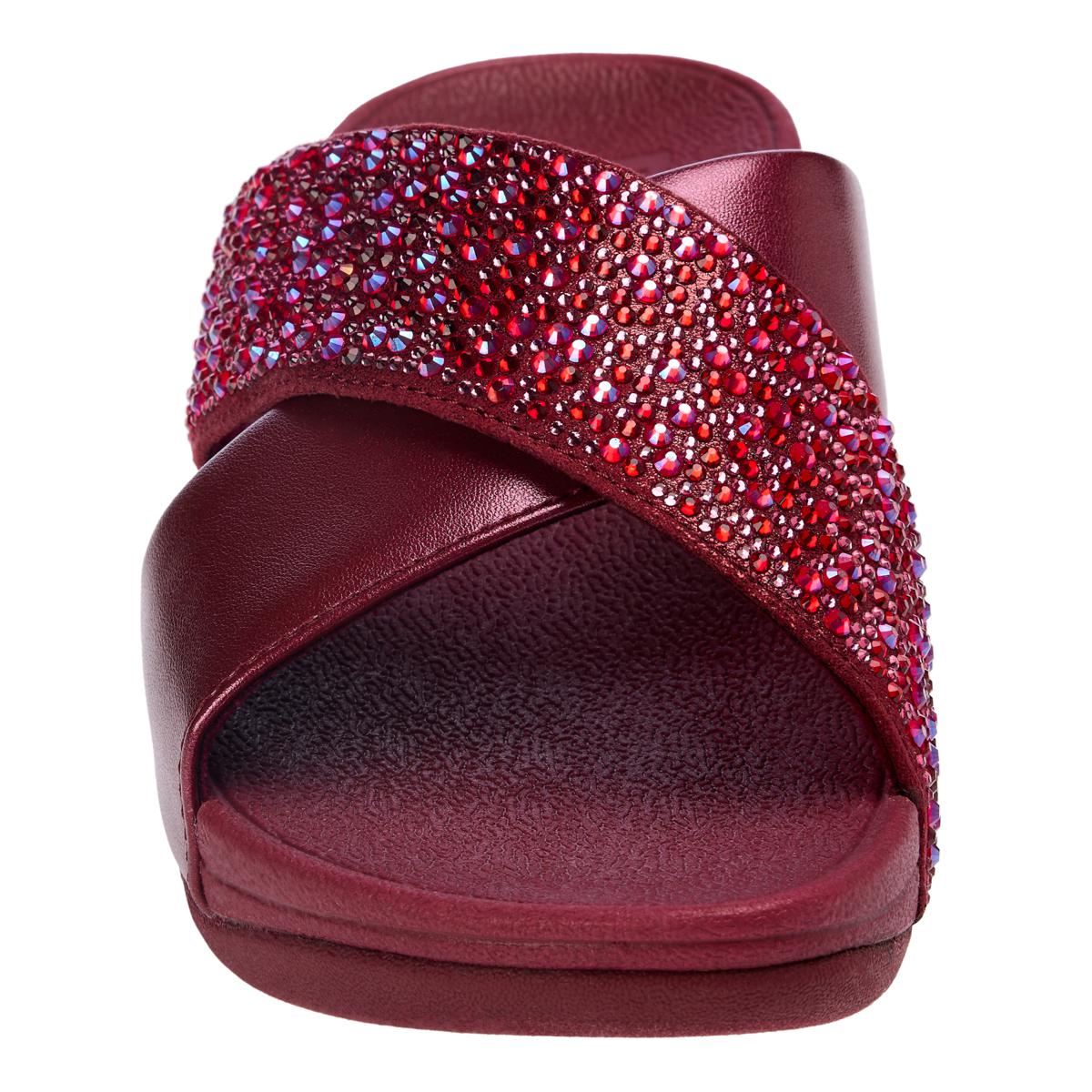 ◆Fitflop◆ [Lulu] Multi Glitter Pink Women's Slides FitFlop Lulu Crystal-Mix Metallic Cross - 23439382 | HSN
