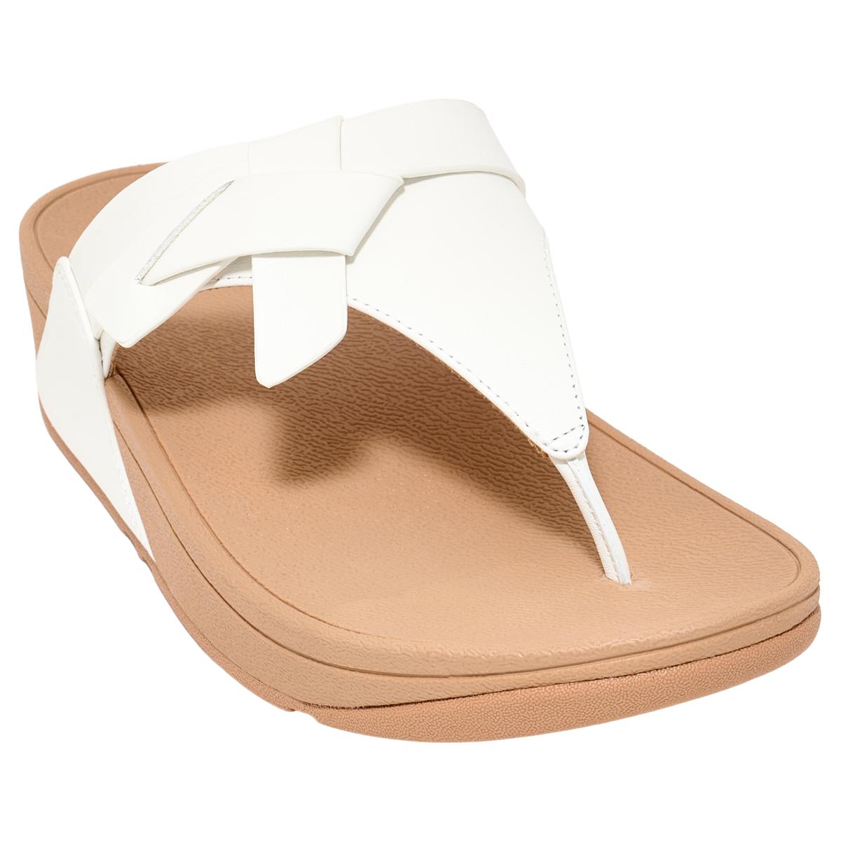 FitFlop Lulu Folded Knot Leather Toe-Post Sandal | HSN