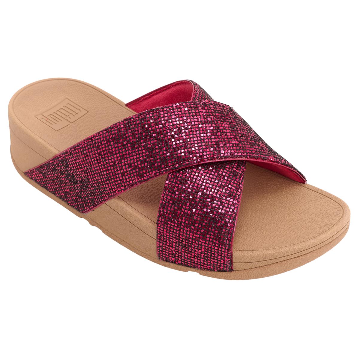 FitFlop Lulu Glitterball Cross Slides | HSN
