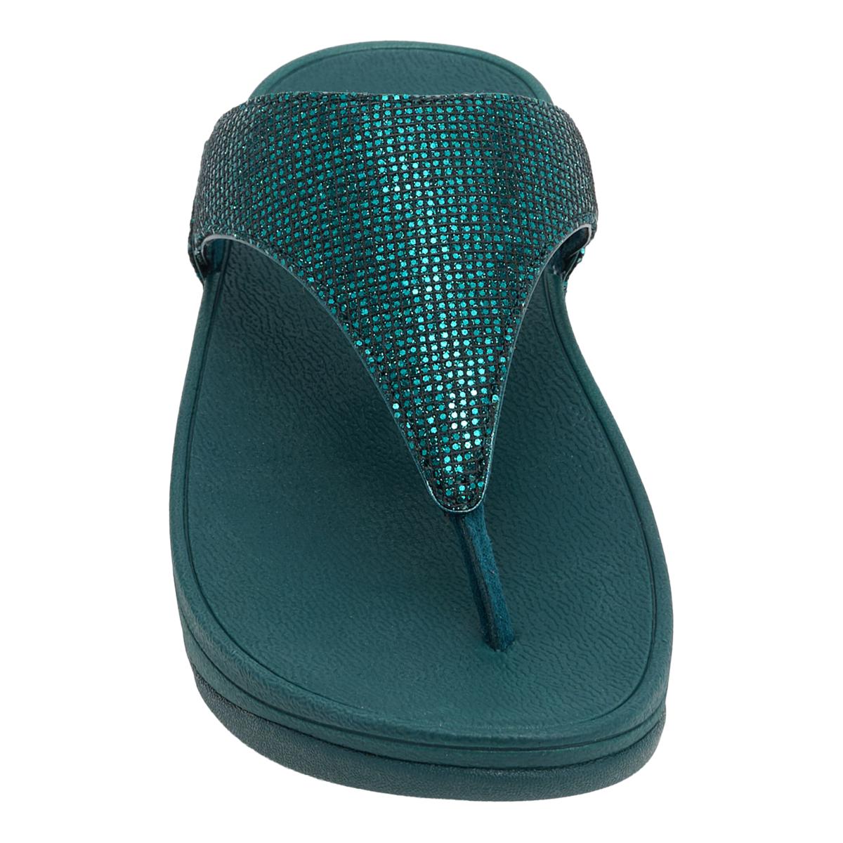 Fit Flop Lulu Womens 8 Blue Crystal Rhinestone Slides Flip Flops