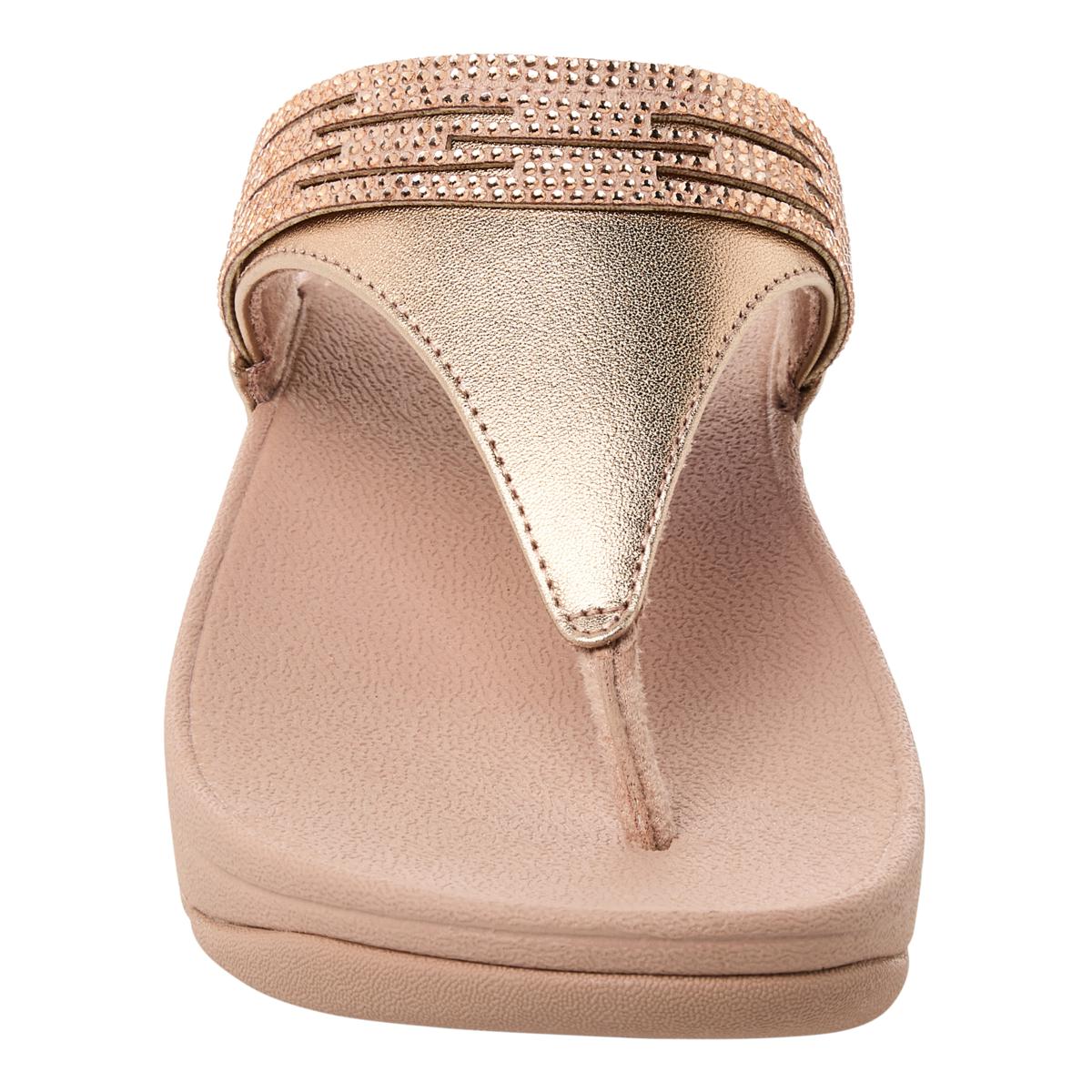 FitFlop Lulu Lasercrystal Leather Toe-Post Sandals 23409990 HSN