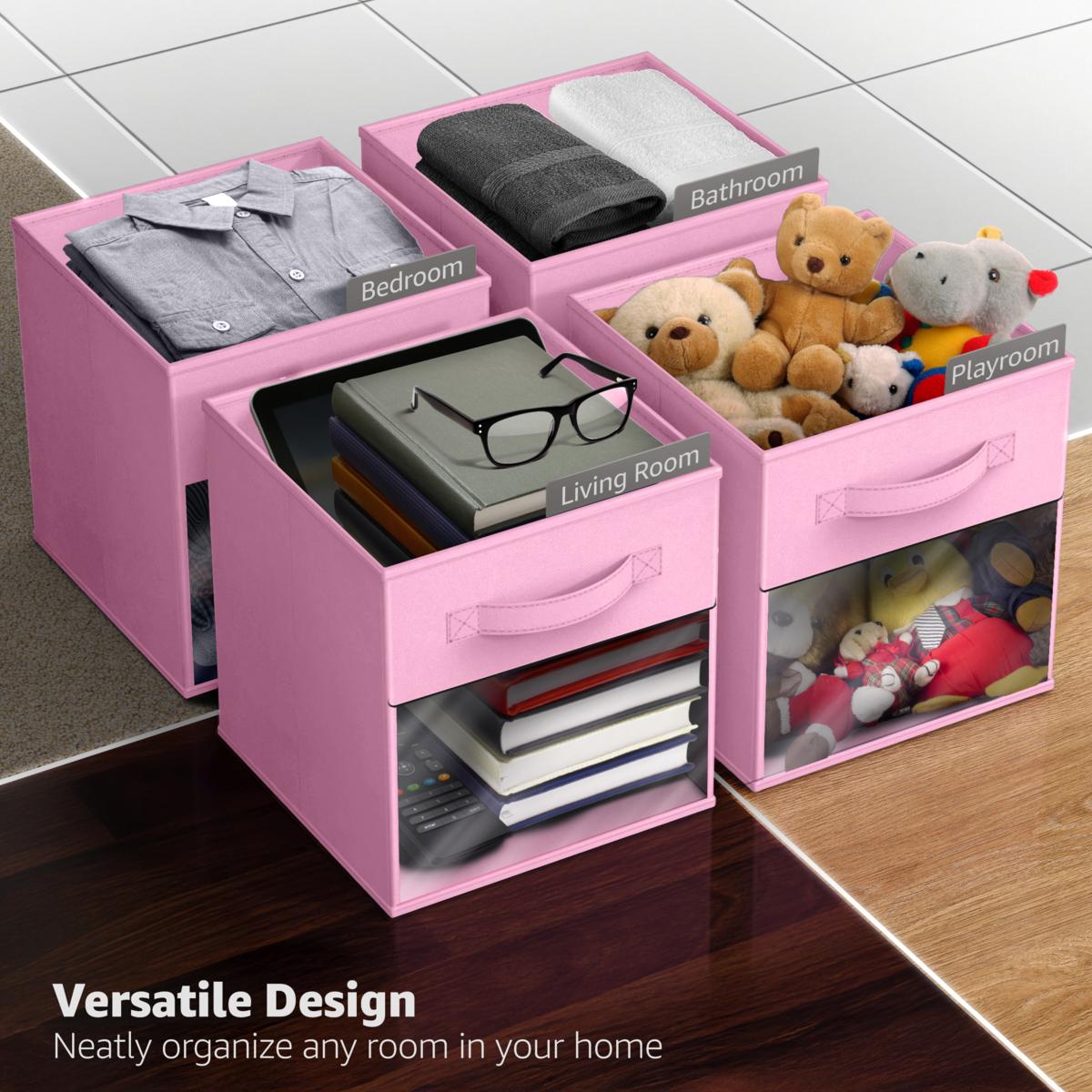 Foldable Storage Cube Bins 6-Pack with Clear Window | HSN