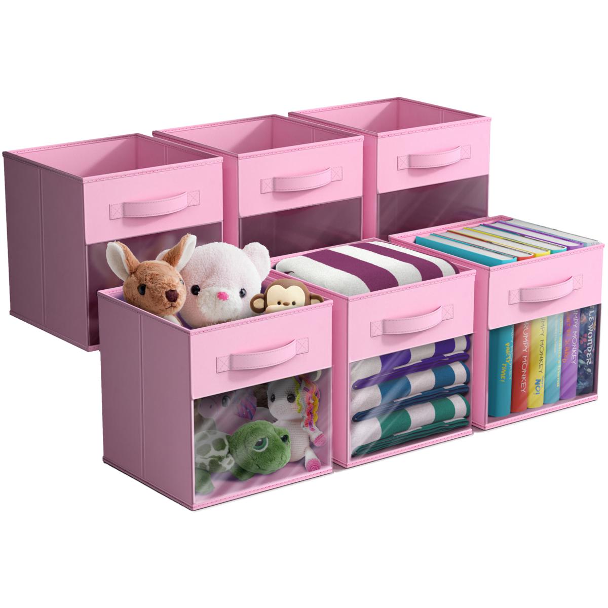 Foldable Storage Cube Bins 6-Pack with Clear Window | HSN