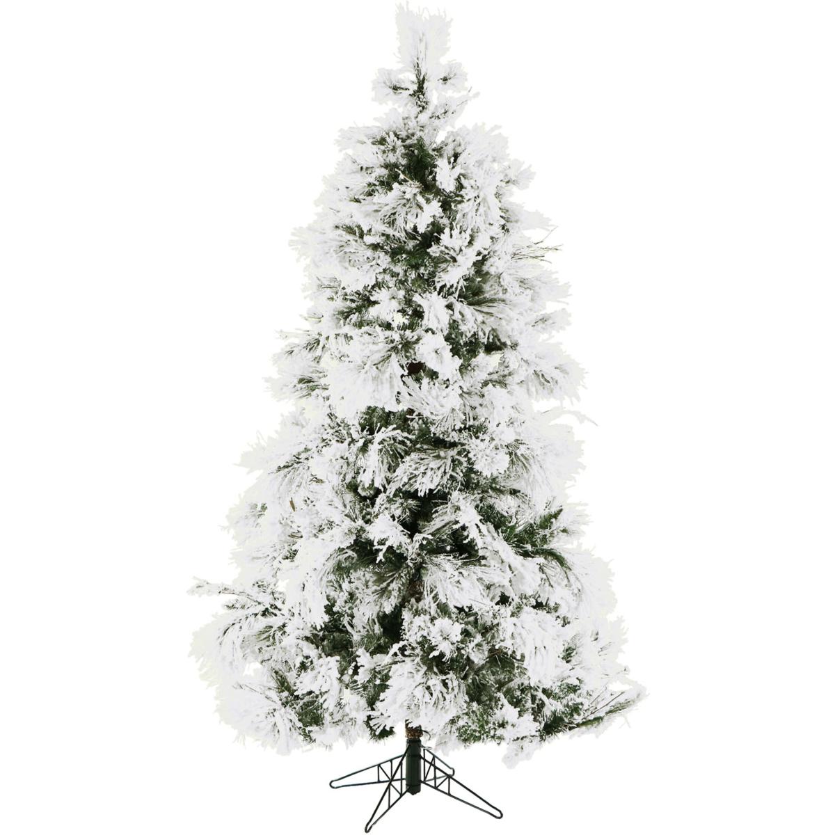 Flocked Snowy Pine Christmas Tree with Multi-Color LED